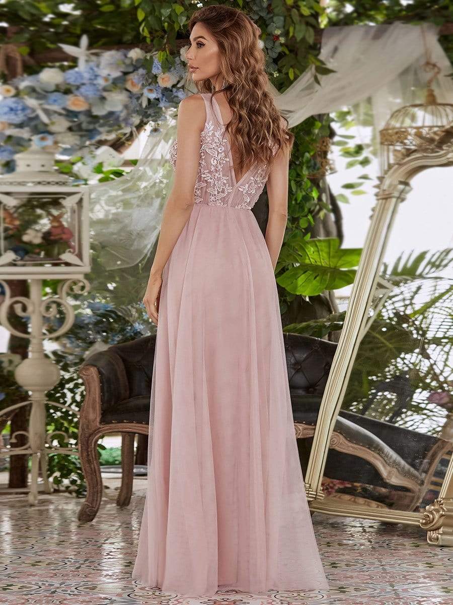 COLOR=Pink | Maxi Long Elegant Ethereal Tulle Evening Dresses-Pink 2 COLOR=Pink | Maxi Long Elegant Ethereal Tulle Evening Dresses-Pink 2