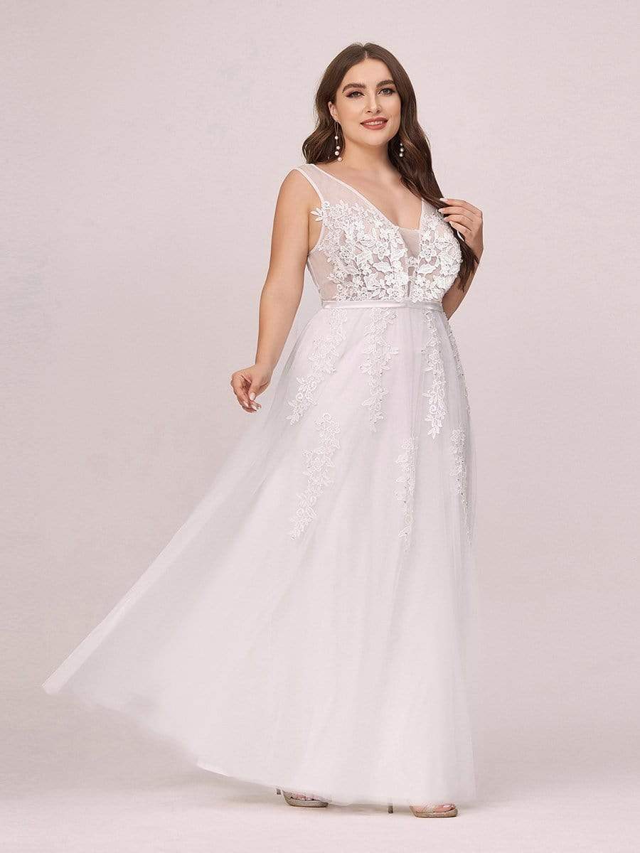 COLOR=White | Maxi Long Elegant Ethereal Plus Size Tulle Evening Dresses-White 3 COLOR=White | Maxi Long Elegant Ethereal Plus Size Tulle Evening Dresses-White 3