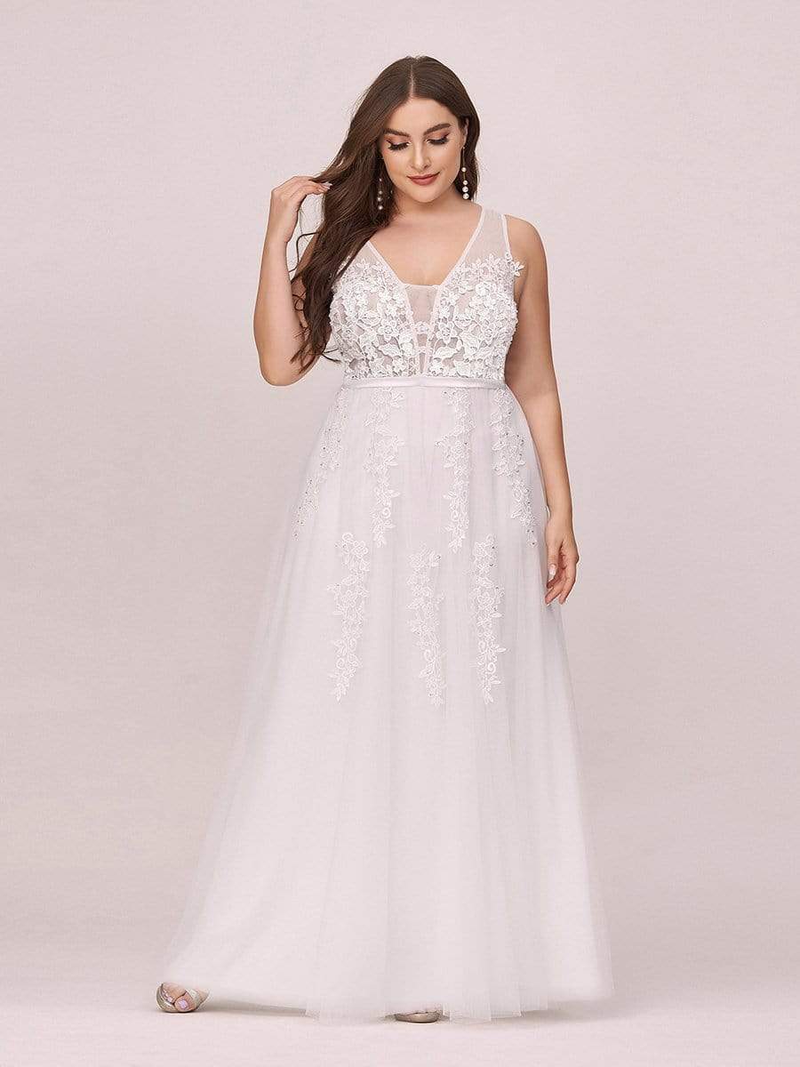 COLOR=White | Maxi Long Elegant Ethereal Plus Size Tulle Evening Dresses-White 4 COLOR=White | Maxi Long Elegant Ethereal Plus Size Tulle Evening Dresses-White 4