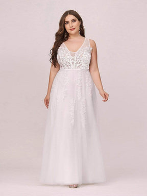COLOR=White | Maxi Long Elegant Ethereal Plus Size Tulle Evening Dresses-White 1