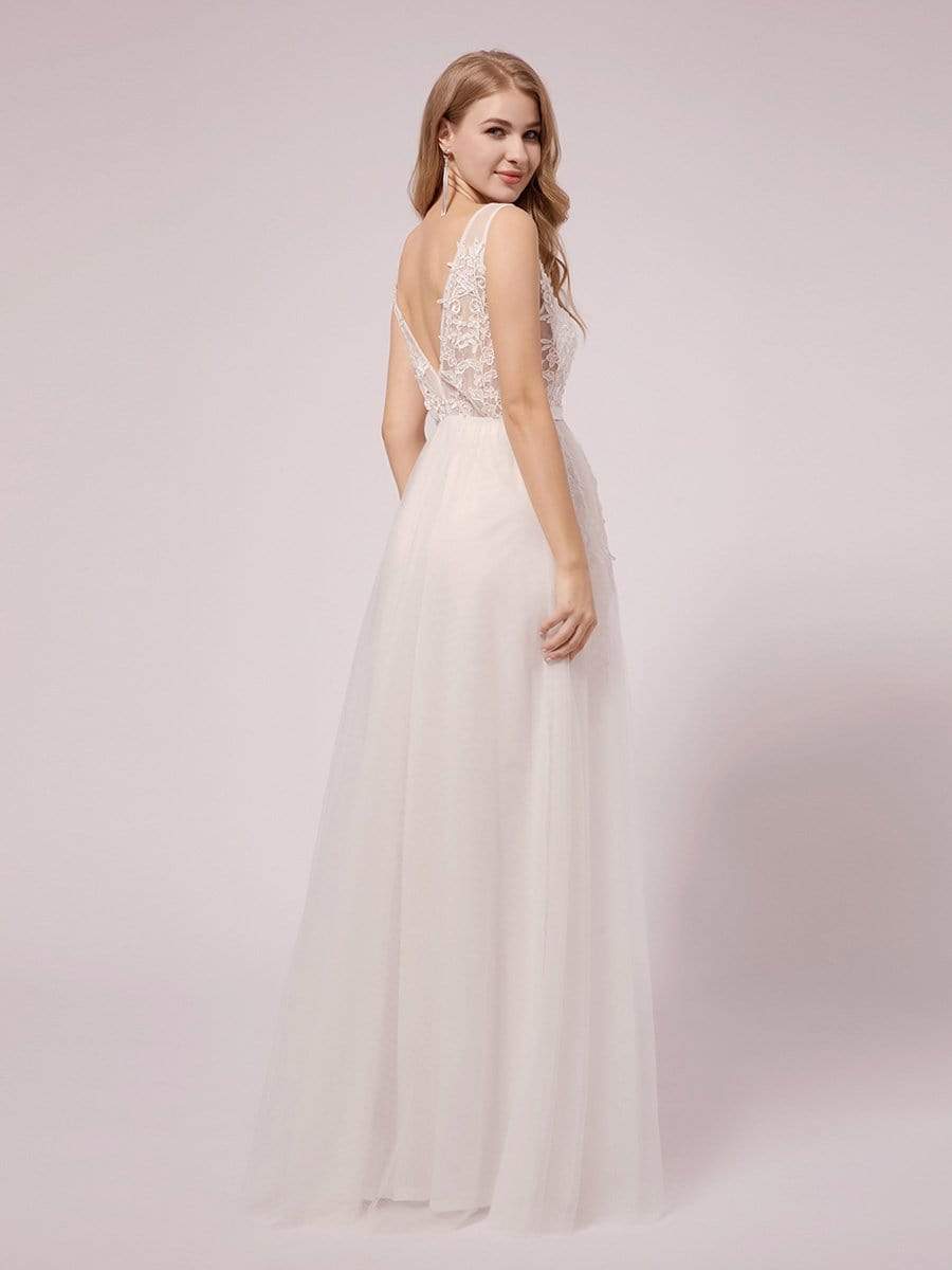 COLOR=White | Sexy See through Applique Tulle Maternity Dresses-White 3 COLOR=White | Sexy See through Applique Tulle Maternity Dresses-White 3