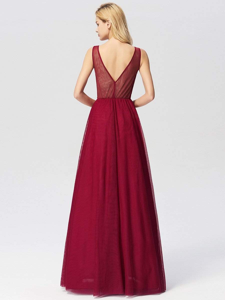COLOR=Burgundy | Women Elegant V Neck Sleeveless Lace Evening Cocktail Party Dresses-Burgundy 10 COLOR=Burgundy | Women Elegant V Neck Sleeveless Lace Evening Cocktail Party Dresses-Burgundy 10