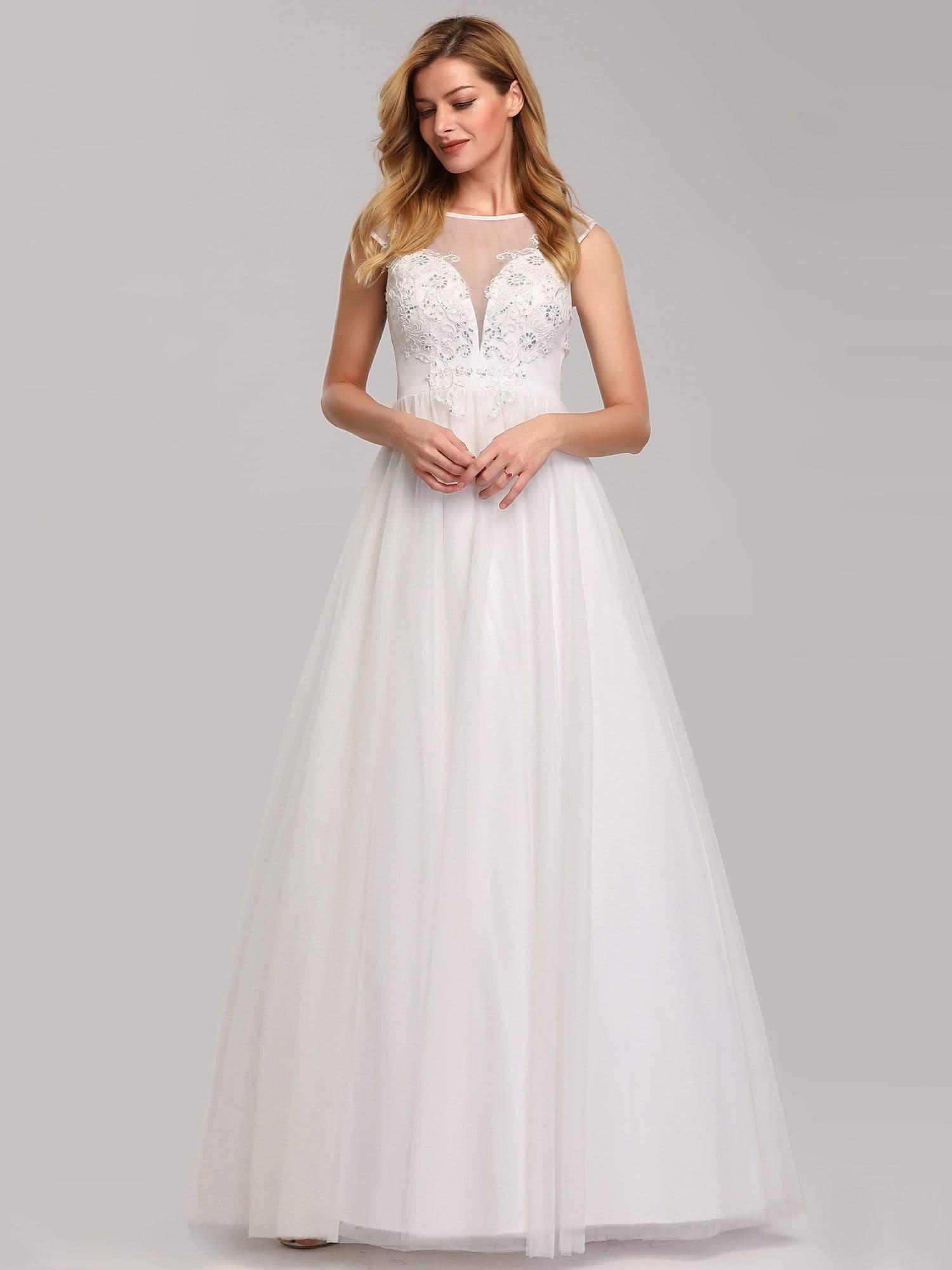 Color=Cream | Women'S A-Line Illusion V-Neck Evening Party Maxi Dress-Cream 4 Color=Cream | Women'S A-Line Illusion V-Neck Evening Party Maxi Dress-Cream 4