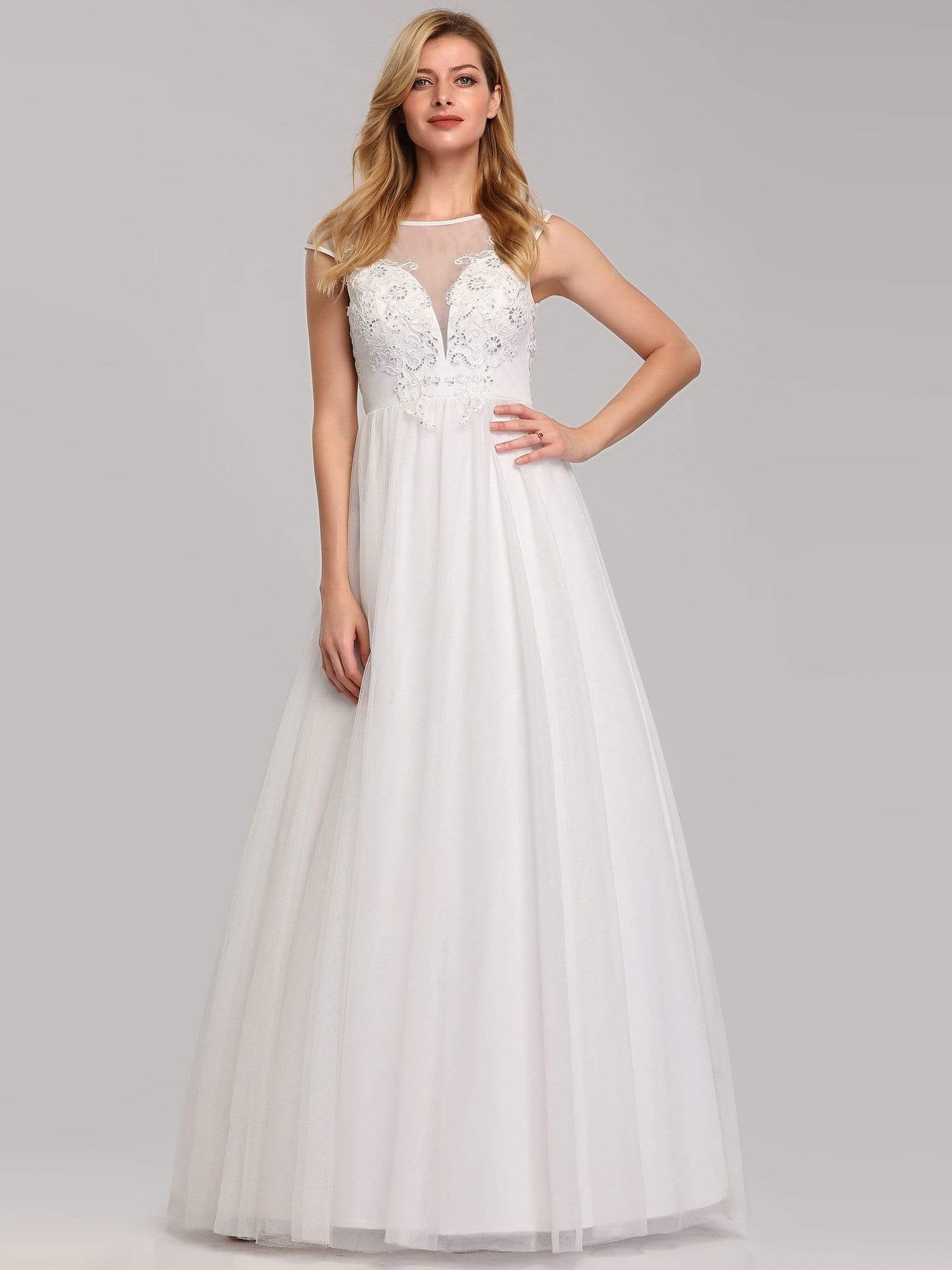 Color=Cream | Women'S A-Line Illusion V-Neck Evening Party Maxi Dress-Cream 1 Color=Cream | Women'S A-Line Illusion V-Neck Evening Party Maxi Dress-Cream 1