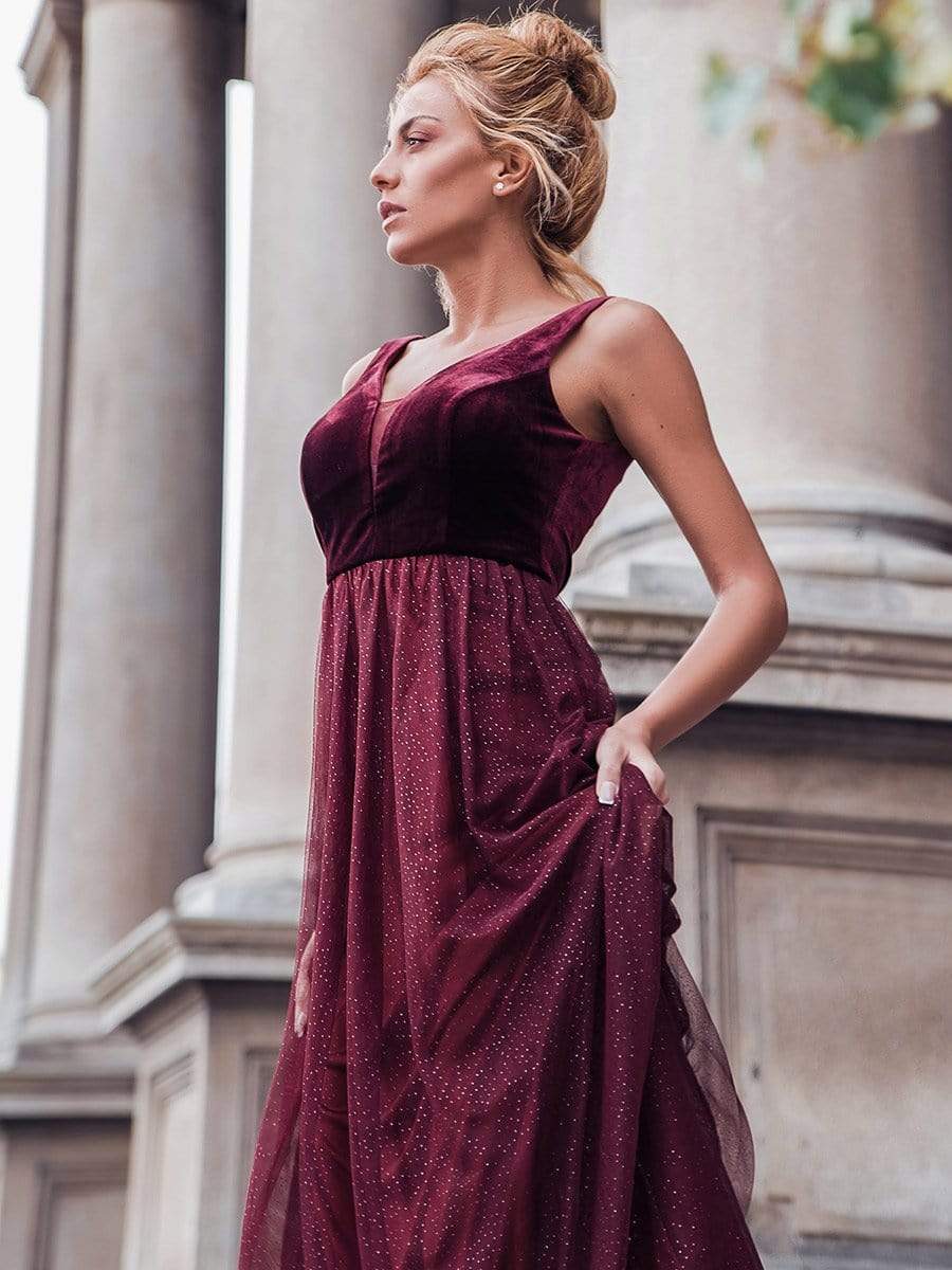 COLOR=Burgundy | Shimmery Floor Length Burgundy Prom Dress-Burgundy 3 COLOR=Burgundy | Shimmery Floor Length Burgundy Prom Dress-Burgundy 3