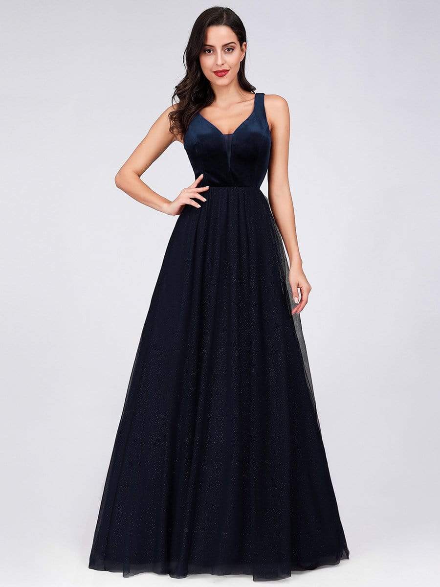 COLOR=Navy Blue | Shimmery Floor Length Burgundy Prom Dress-Navy Blue 1 COLOR=Navy Blue | Shimmery Floor Length Burgundy Prom Dress-Navy Blue 1