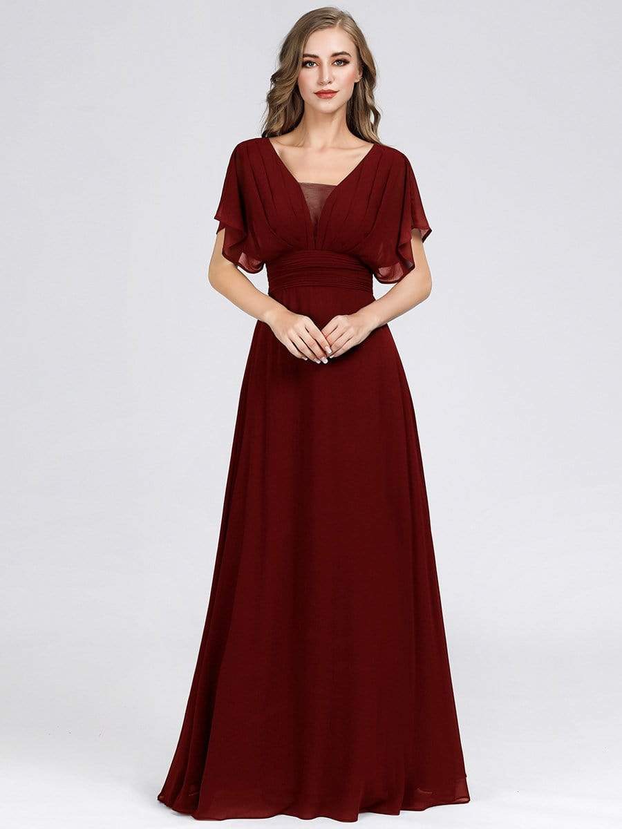 COLOR=Burgundy | Women'S A-Line Empire Waist Evening Party Maxi Dress-Burgundy 5 COLOR=Burgundy | Women'S A-Line Empire Waist Evening Party Maxi Dress-Burgundy 5