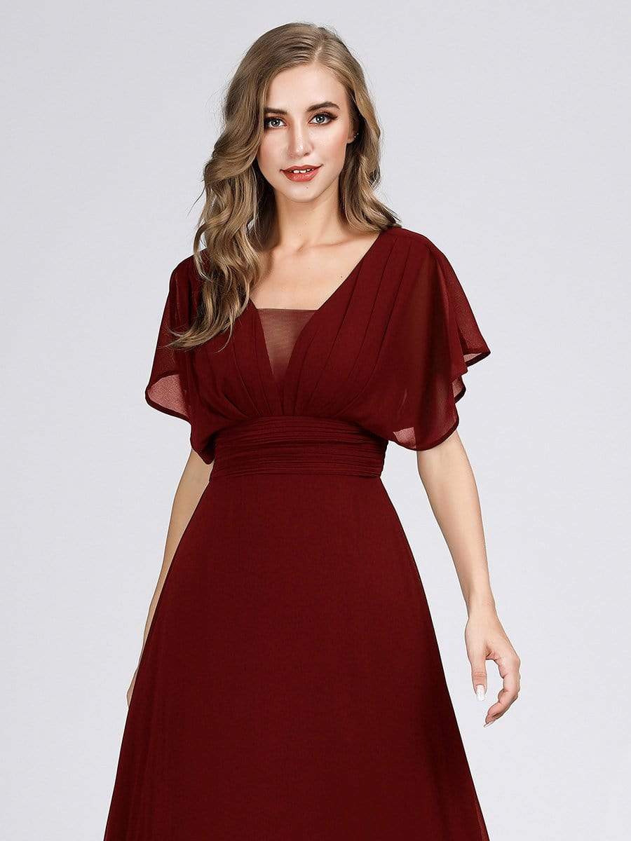 COLOR=Burgundy | Women'S A-Line Empire Waist Evening Party Maxi Dress-Burgundy 7 COLOR=Burgundy | Women'S A-Line Empire Waist Evening Party Maxi Dress-Burgundy 7
