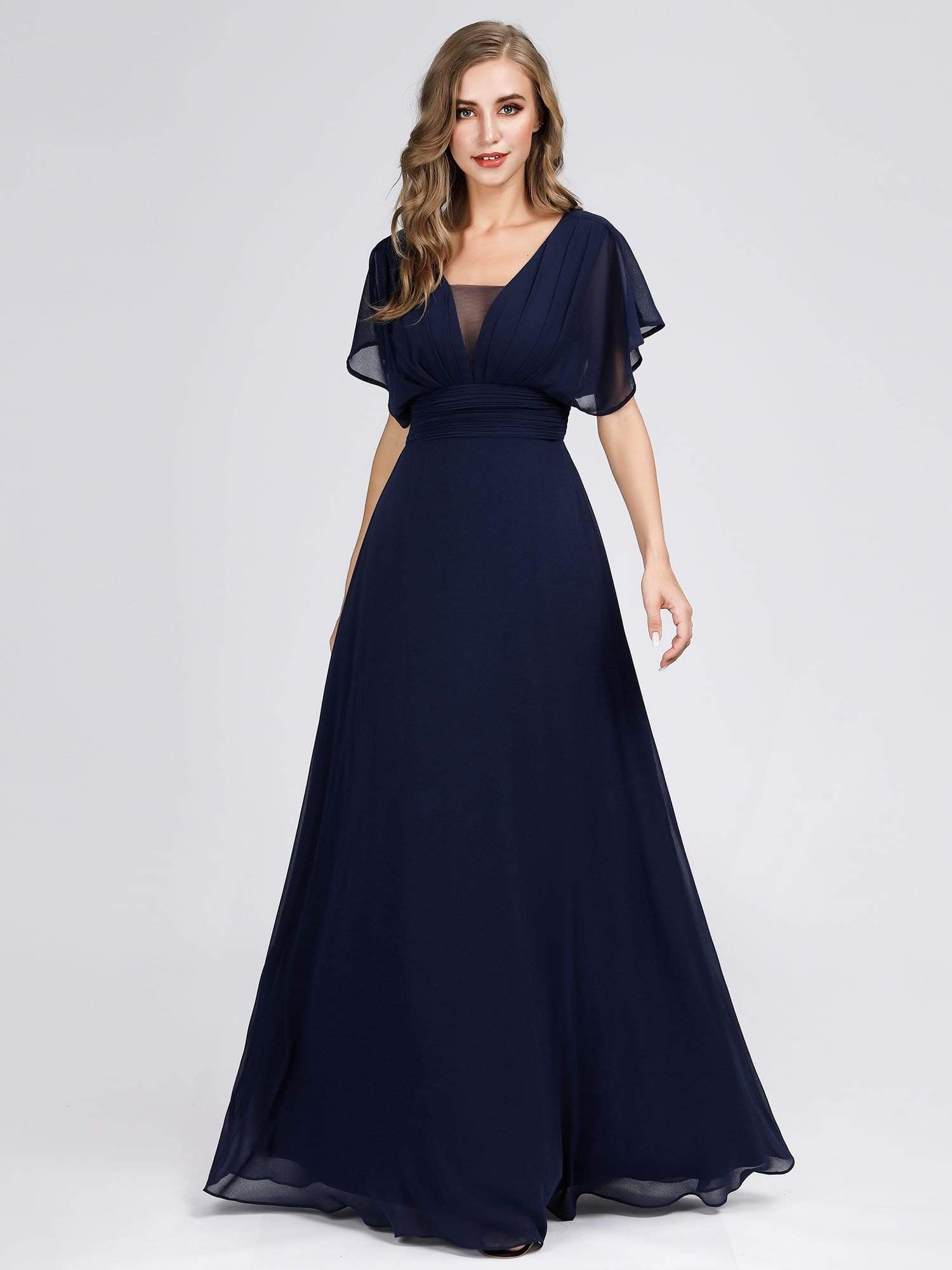 Evening Party Maxi Dress for Women A Line Empire Waist Chiffon