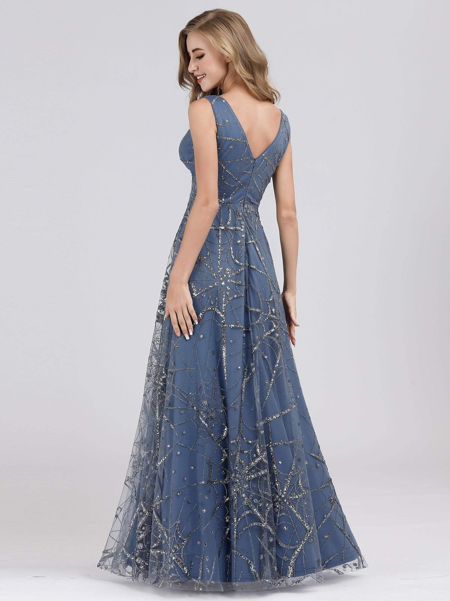 COLOR=Dark Lavender | Women'S A-Line Deep V-Neck Fit And Flare Evening Dresses-Dark Lavender 5 COLOR=Dark Lavender | Women'S A-Line Deep V-Neck Fit And Flare Evening Dresses-Dark Lavender 5