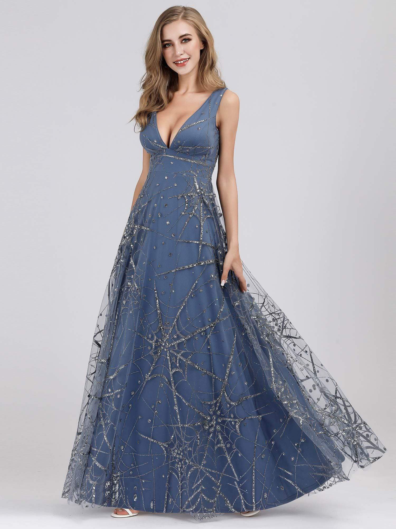 COLOR=Dark Lavender | Women'S A-Line Deep V-Neck Fit And Flare Evening Dresses-Dark Lavender 6 COLOR=Dark Lavender | Women'S A-Line Deep V-Neck Fit And Flare Evening Dresses-Dark Lavender 6