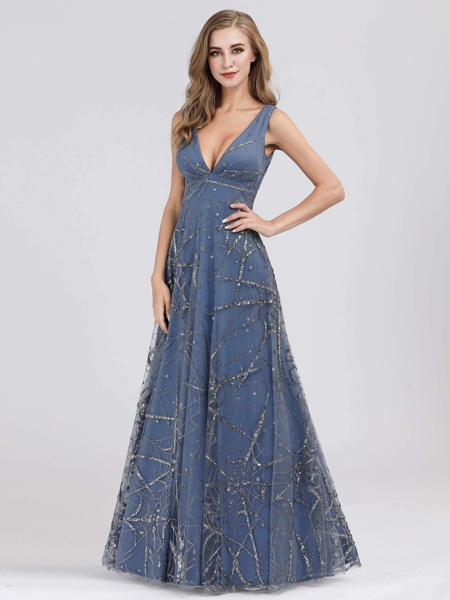 COLOR=Dark Lavender | Women'S A-Line Deep V-Neck Fit And Flare Evening Dresses-Dark Lavender 7 COLOR=Dark Lavender | Women'S A-Line Deep V-Neck Fit And Flare Evening Dresses-Dark Lavender 7