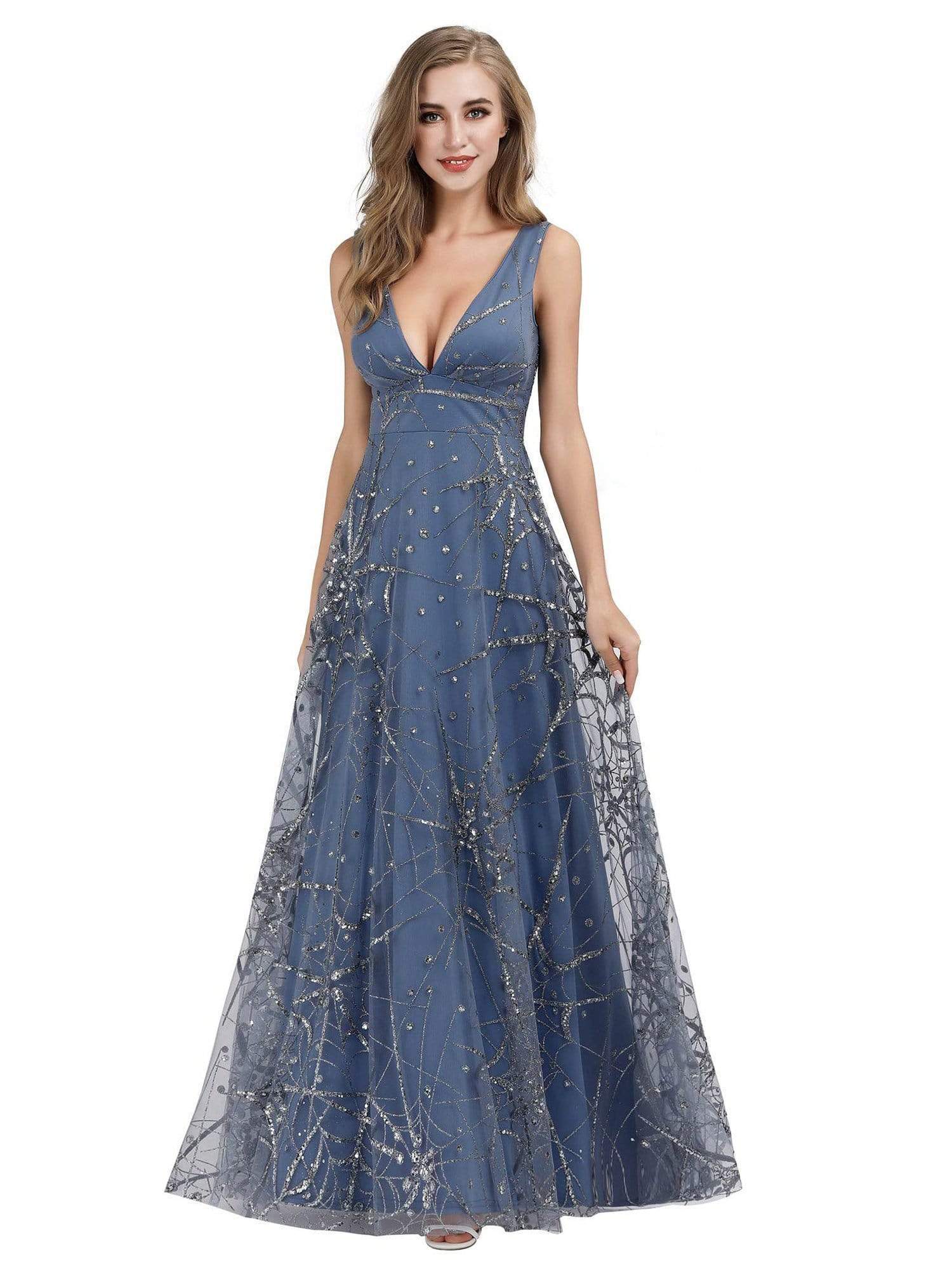 COLOR=Dark Lavender | Women'S A-Line Deep V-Neck Fit And Flare Evening Dresses-Dark Lavender 9 COLOR=Dark Lavender | Women'S A-Line Deep V-Neck Fit And Flare Evening Dresses-Dark Lavender 9