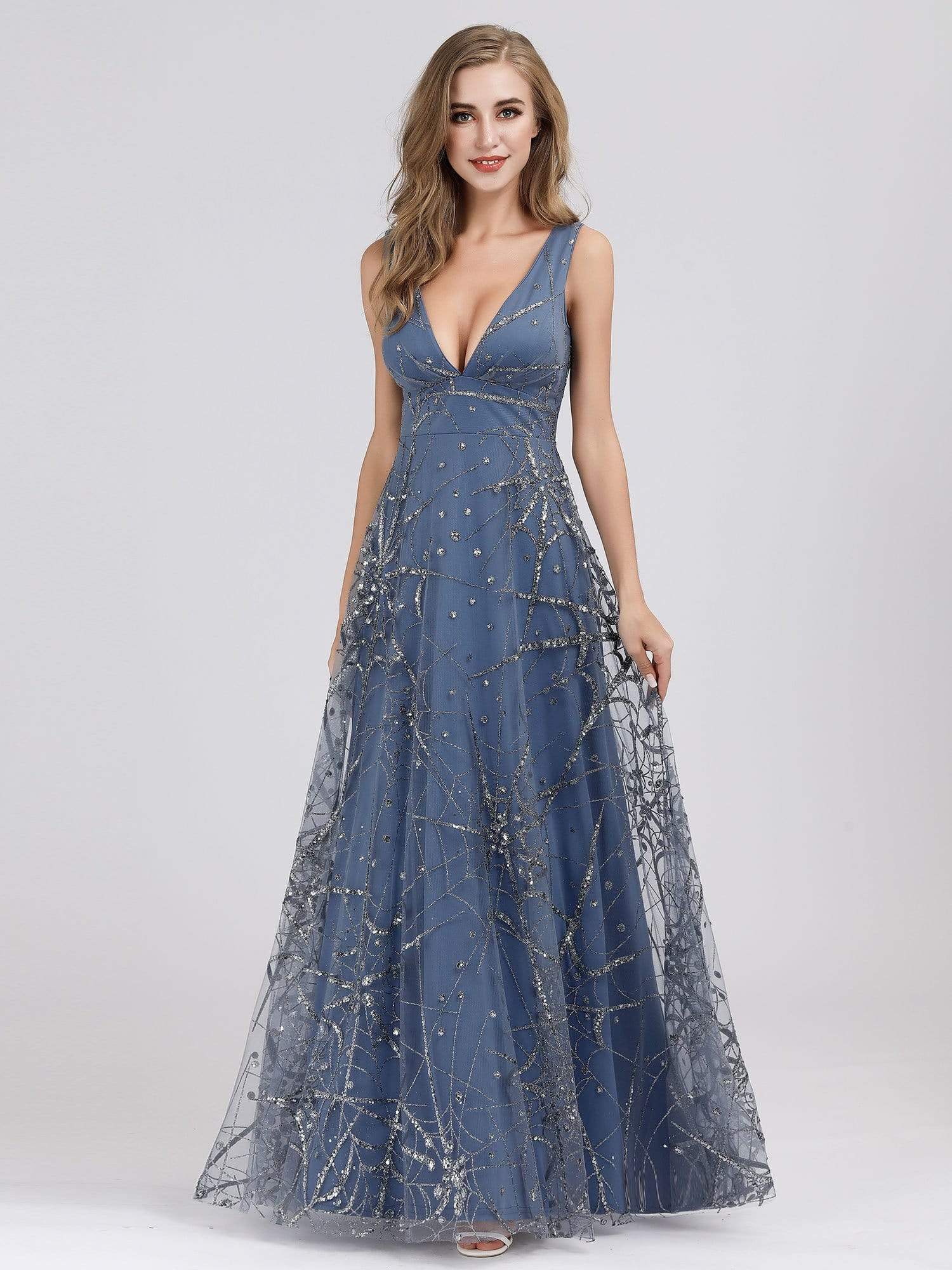 COLOR=Dark Lavender | Women'S A-Line Deep V-Neck Fit And Flare Evening Dresses-Dark Lavender 4 COLOR=Dark Lavender | Women'S A-Line Deep V-Neck Fit And Flare Evening Dresses-Dark Lavender 4