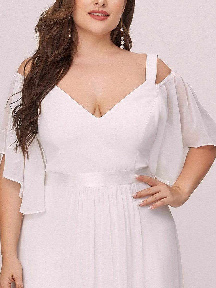 Color=Cream | Women'S Off Shoulder Floor Length Bridesmaid Dress With Ruffle Sleeves-Cream 5 Color=Cream | Women'S Off Shoulder Floor Length Bridesmaid Dress With Ruffle Sleeves-Cream 5