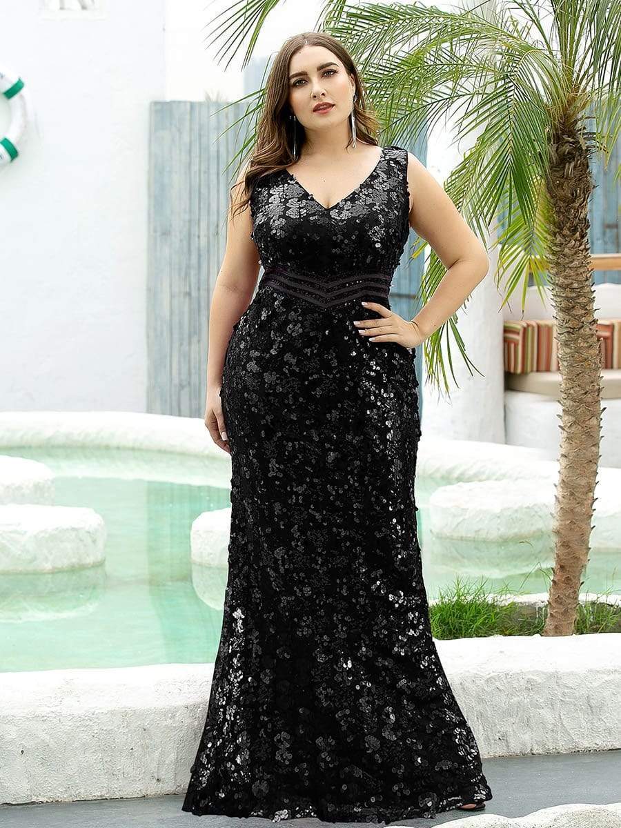 Color=Black | Mermaid Sequin Dresses For Women-Black 6 Color=Black | Mermaid Sequin Dresses For Women-Black 6