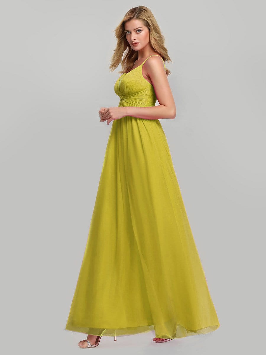 Color=Yellow | Women'S V-Neck Spaghetti Straps Evening Party Maxi Dress-Yellow 3 Color=Yellow | Women'S V-Neck Spaghetti Straps Evening Party Maxi Dress-Yellow 3
