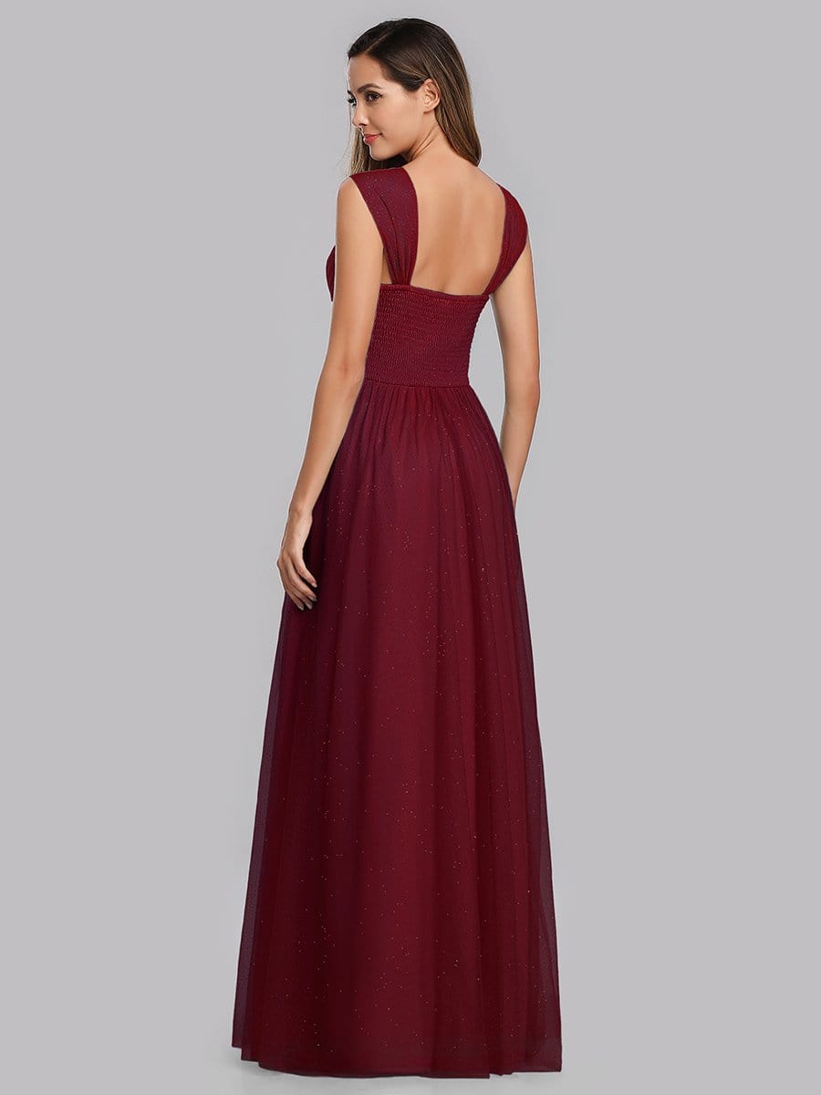 Color=Burgundy | Women'S A-Line V-Neck Sleeveless Floor Length Bridesmaid Dresses-Burgundy 6 Color=Burgundy | Women'S A-Line V-Neck Sleeveless Floor Length Bridesmaid Dresses-Burgundy 6