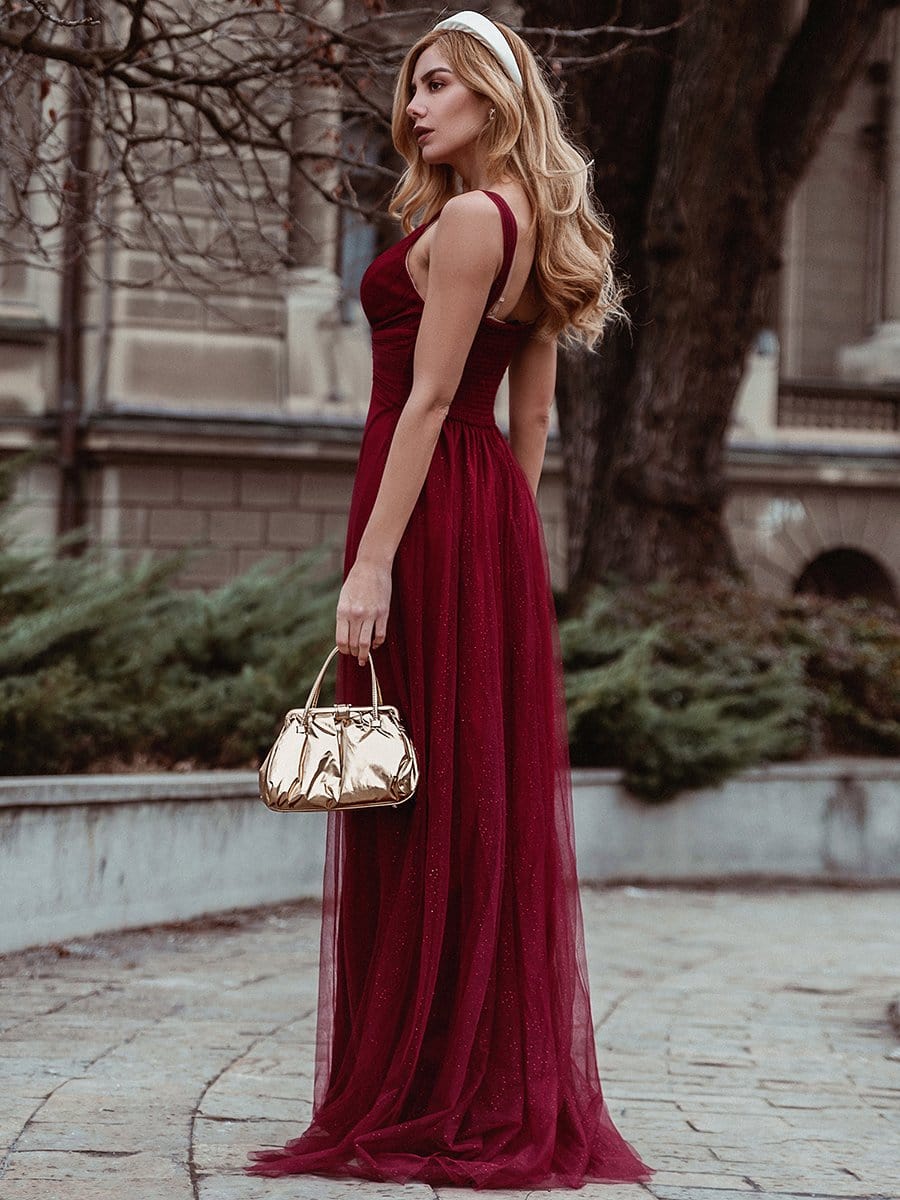 Color=Burgundy | Women'S A-Line V-Neck Sleeveless Floor Length Bridesmaid Dresses-Burgundy 2 Color=Burgundy | Women'S A-Line V-Neck Sleeveless Floor Length Bridesmaid Dresses-Burgundy 2
