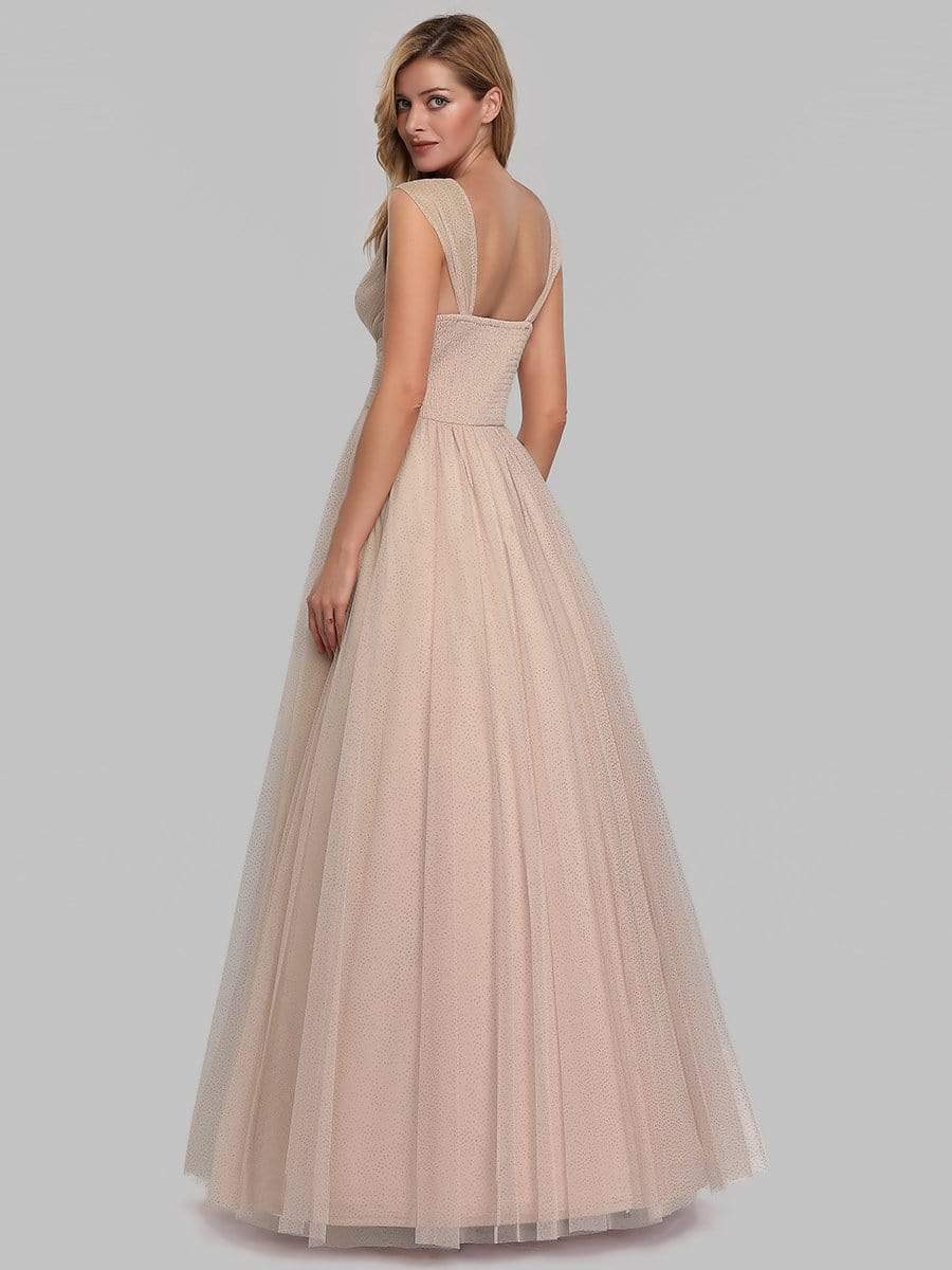 Color=Blush | Women'S A-Line V-Neck Sleeveless Floor Length Bridesmaid Dresses-Blush 6 Color=Blush | Women'S A-Line V-Neck Sleeveless Floor Length Bridesmaid Dresses-Blush 6