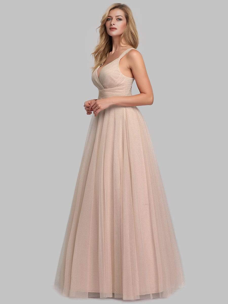 Color=Blush | Women'S A-Line V-Neck Sleeveless Floor Length Bridesmaid Dresses-Blush 5 Color=Blush | Women'S A-Line V-Neck Sleeveless Floor Length Bridesmaid Dresses-Blush 5