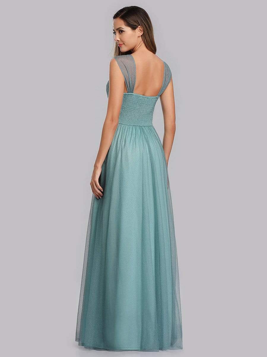 Color=Dusty Blue | Women'S A-Line V-Neck Sleeveless Floor Length Bridesmaid Dresses-Dusty Blue 3 Color=Dusty Blue | Women'S A-Line V-Neck Sleeveless Floor Length Bridesmaid Dresses-Dusty Blue 3