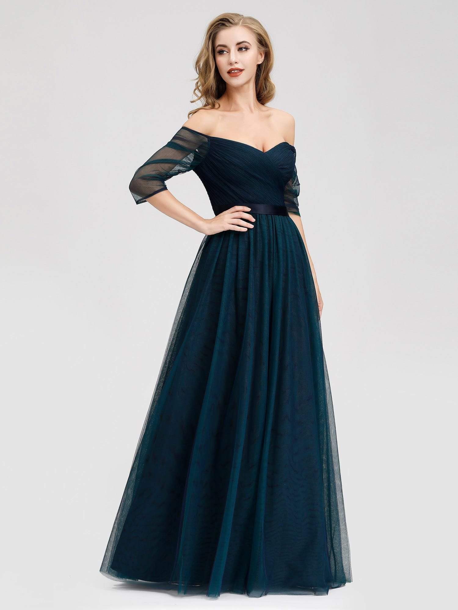 Color=Navy Blue | Sexy Off Shoulder Floor Length Evening Party Dress-Navy Blue 4 Color=Navy Blue | Sexy Off Shoulder Floor Length Evening Party Dress-Navy Blue 4