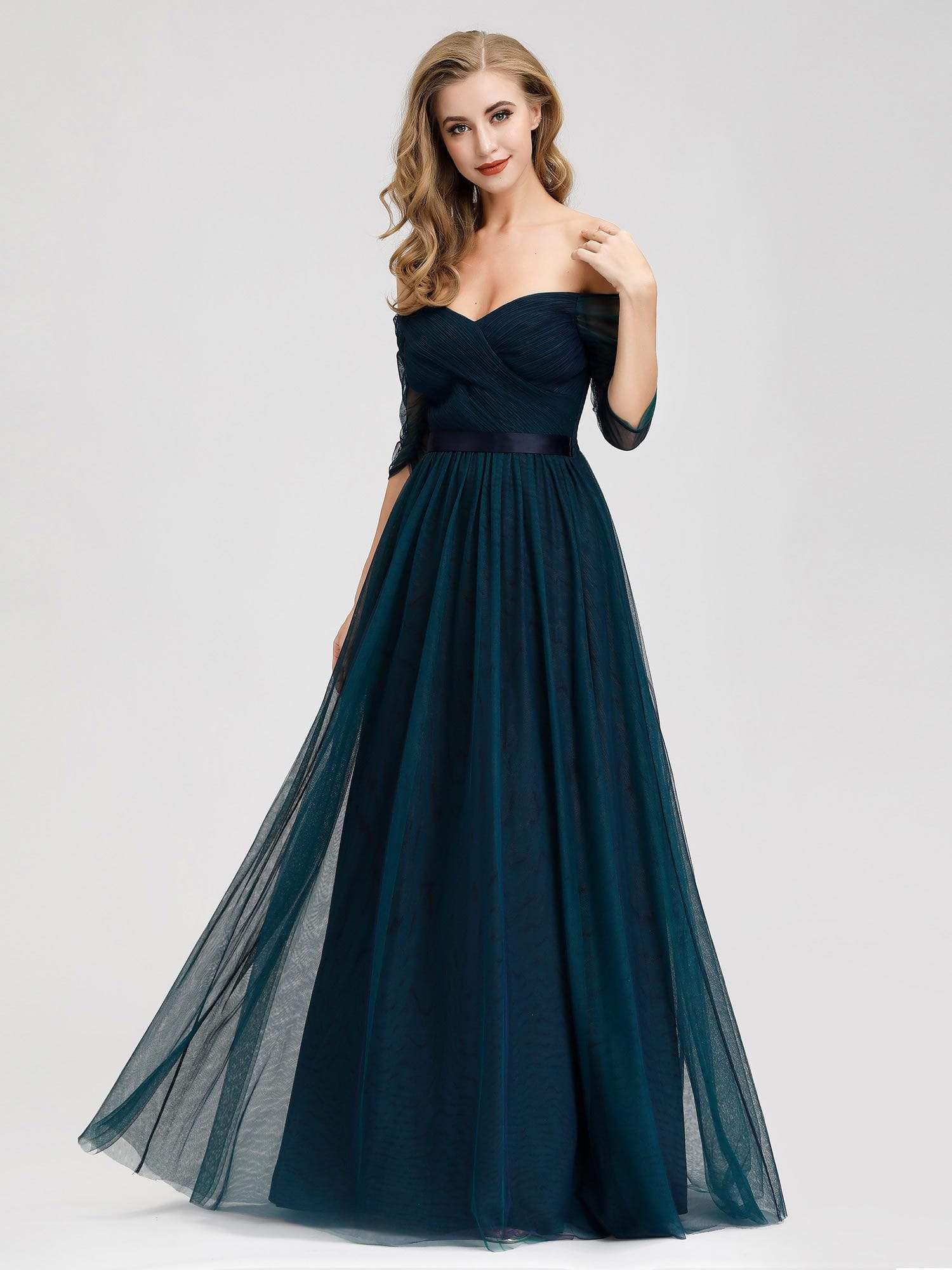 Color=Navy Blue | Sexy Off Shoulder Floor Length Evening Party Dress-Navy Blue 1 Color=Navy Blue | Sexy Off Shoulder Floor Length Evening Party Dress-Navy Blue 1