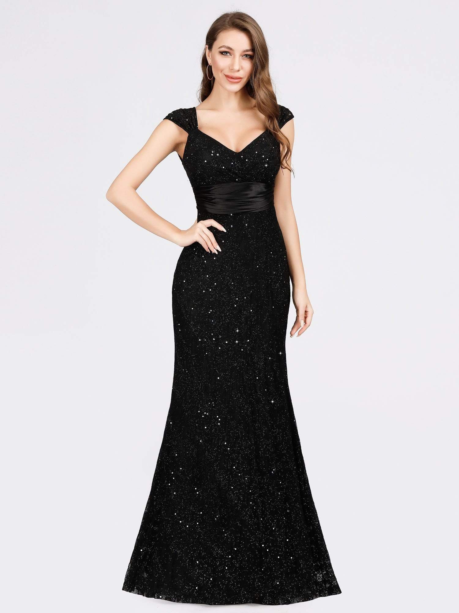 Color=Black | Women'S V-Neck Glitter Sequin Dress Bodycon Maxi Evening Dress-Black 1 Color=Black | Women'S V-Neck Glitter Sequin Dress Bodycon Maxi Evening Dress-Black 1