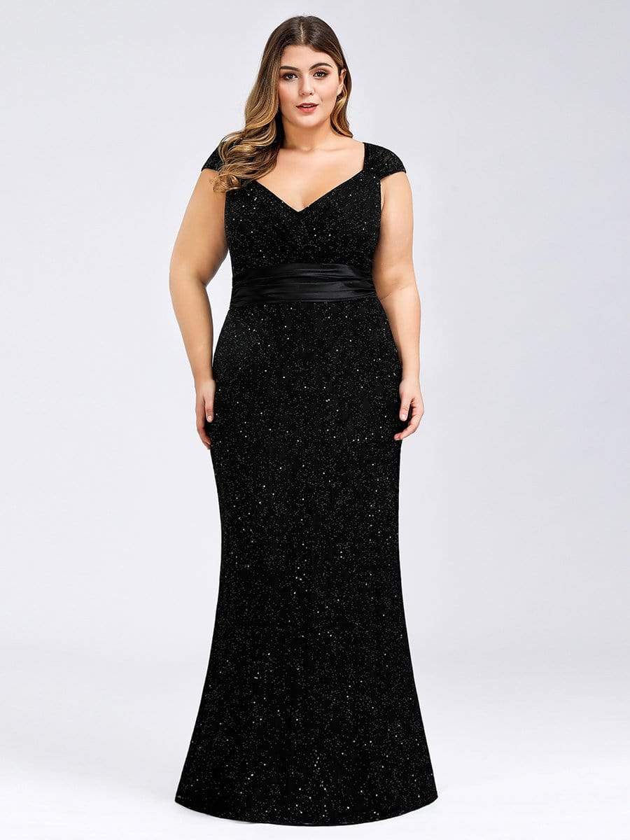 Color=Black | Women'S V-Neck Glitter Sequin Dress Bodycon Maxi Evening Dress-Black 6 Color=Black | Women'S V-Neck Glitter Sequin Dress Bodycon Maxi Evening Dress-Black 6