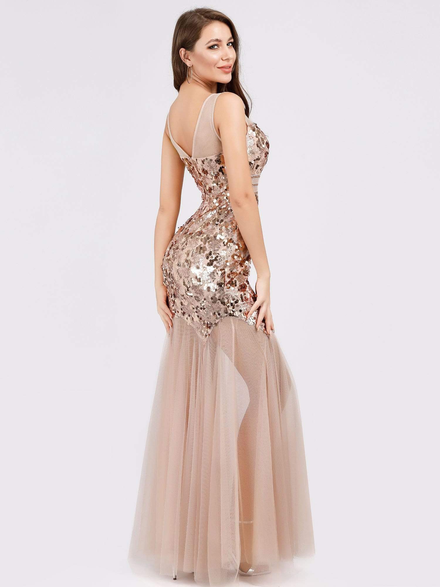 Color=Rose Gold | Women'S Sweetheart Illusion Sequin Dress Mermaid Bodycon Party Dresses-Rose Gold 3 Color=Rose Gold | Women'S Sweetheart Illusion Sequin Dress Mermaid Bodycon Party Dresses-Rose Gold 3