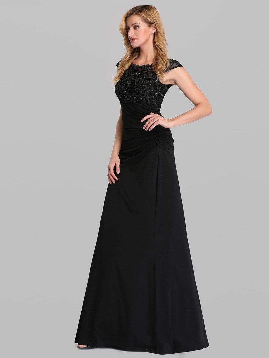 Color=Black | Round Neck Fishtail Evening Dress-Black 4 Color=Black | Round Neck Fishtail Evening Dress-Black 4