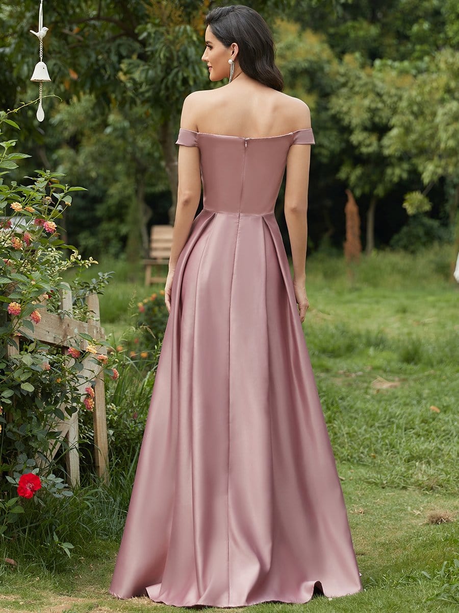 Color=Orchid | Women's A-Line V-Neck Off Shoulder Evening Dress-Orchid 2 Color=Orchid | Women's A-Line V-Neck Off Shoulder Evening Dress-Orchid 2