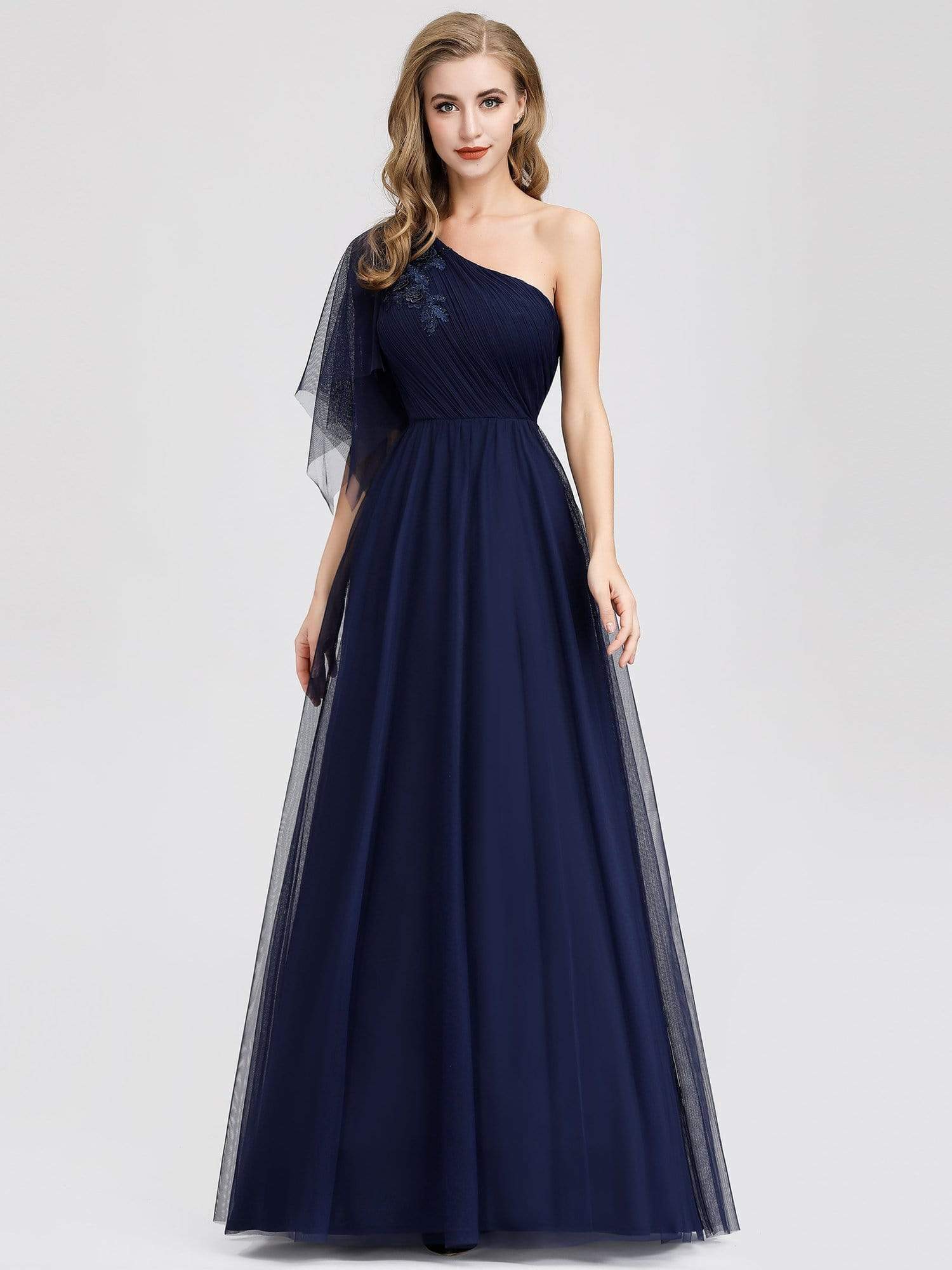 Color=Navy Blue | Women'S A-Line One Shoulder Evening Party Maxi Dress-Navy Blue 4 Color=Navy Blue | Women'S A-Line One Shoulder Evening Party Maxi Dress-Navy Blue 4