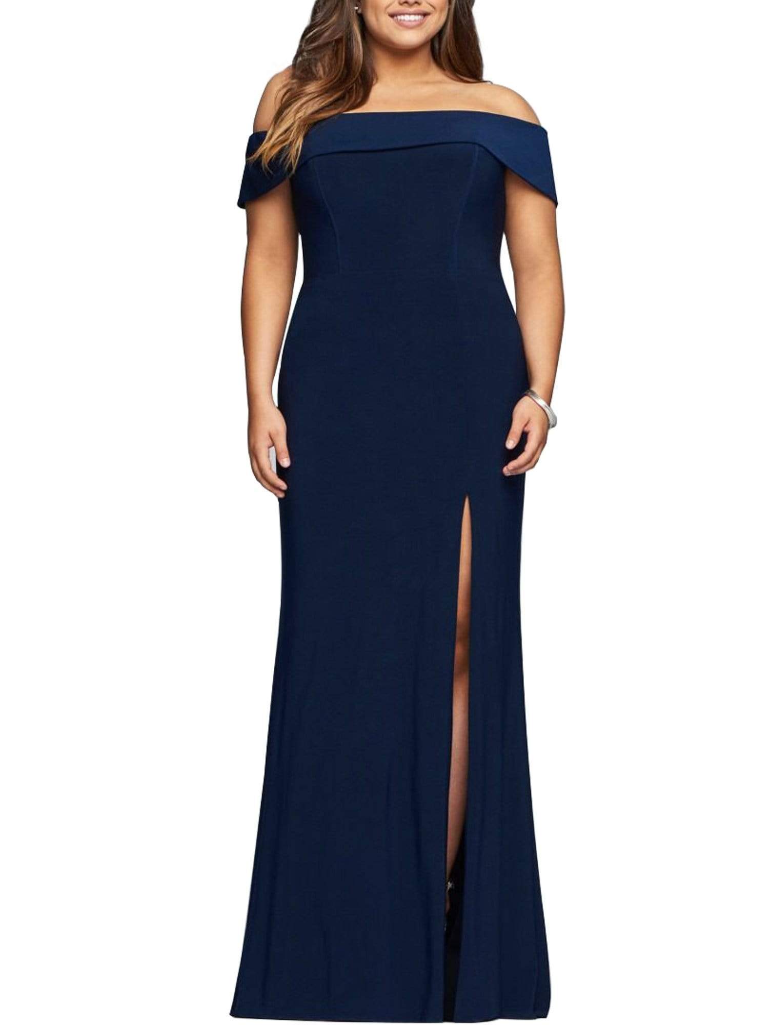 Color=Navy Blue | Women'S Off Shoulder Side Split Bodycon Evening Maxi Dress-Navy Blue 7 Color=Navy Blue | Women'S Off Shoulder Side Split Bodycon Evening Maxi Dress-Navy Blue 7