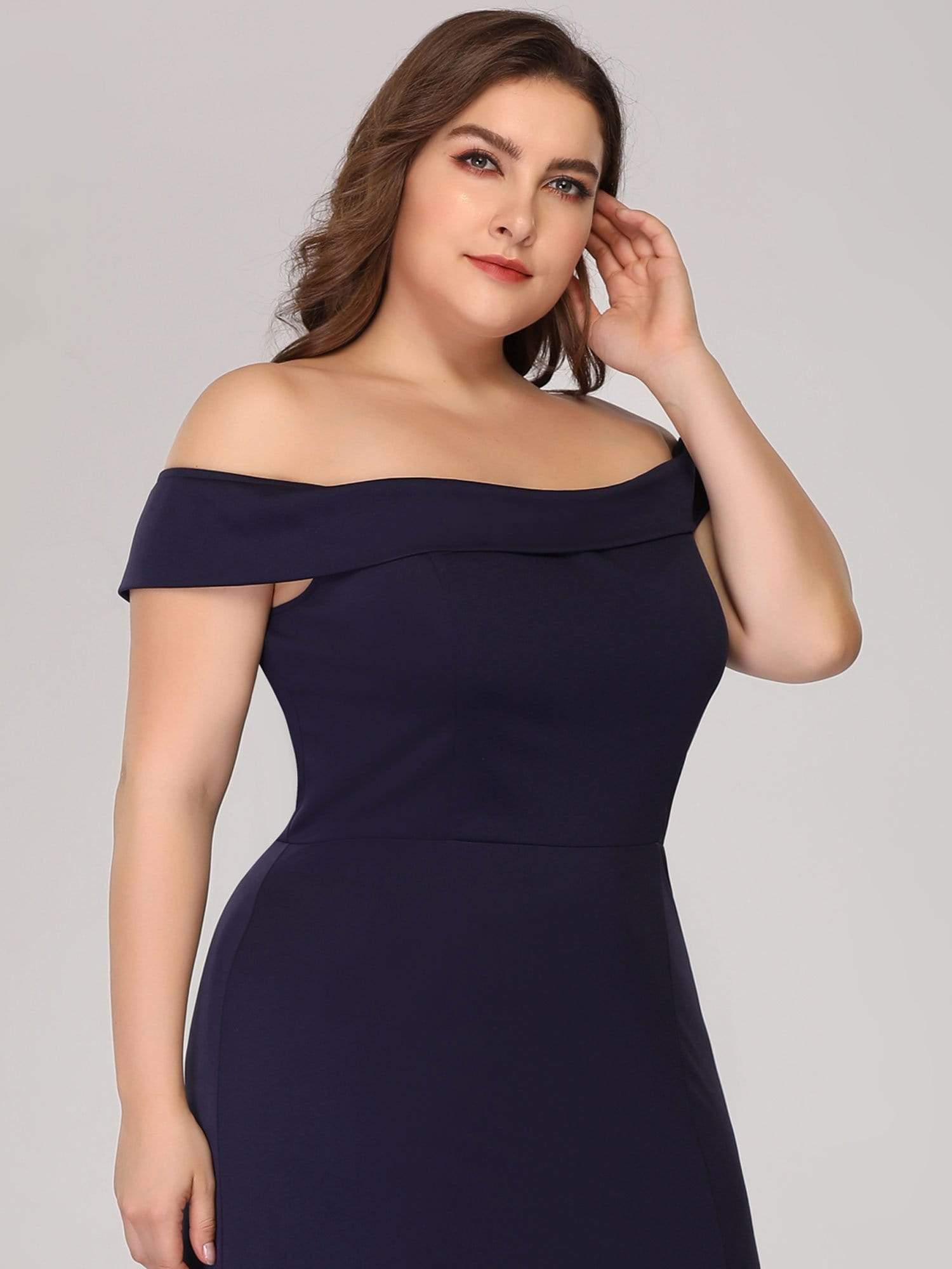 Color=Navy Blue | Women'S Off Shoulder Side Split Bodycon Evening Maxi Dress-Navy Blue 5 Color=Navy Blue | Women'S Off Shoulder Side Split Bodycon Evening Maxi Dress-Navy Blue 5