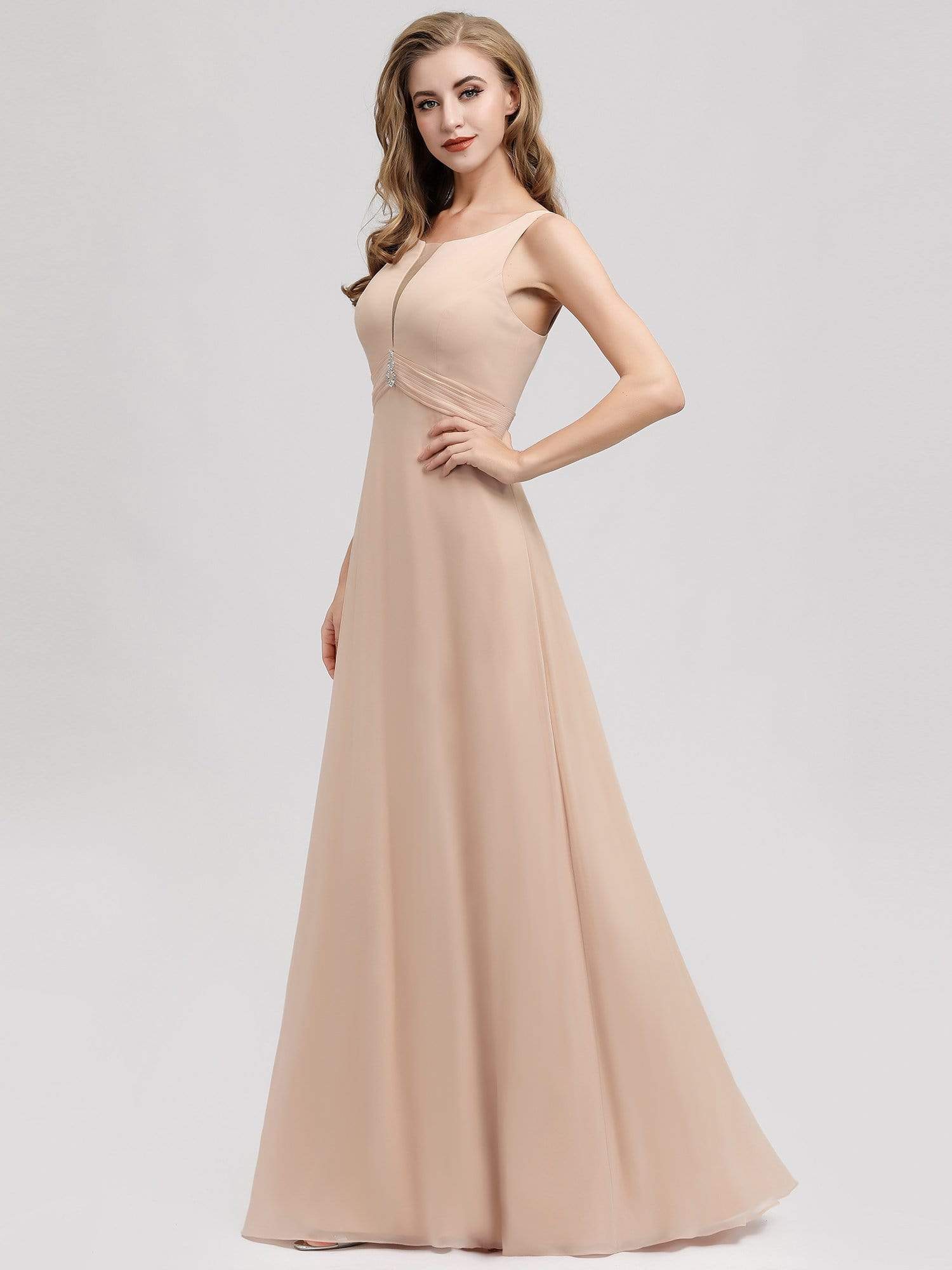 Color=Blush | Women'S A-Line Sleeveless Evening Gowns Wedding Party Bridesmaid Dress-Blush 3 Color=Blush | Women'S A-Line Sleeveless Evening Gowns Wedding Party Bridesmaid Dress-Blush 3