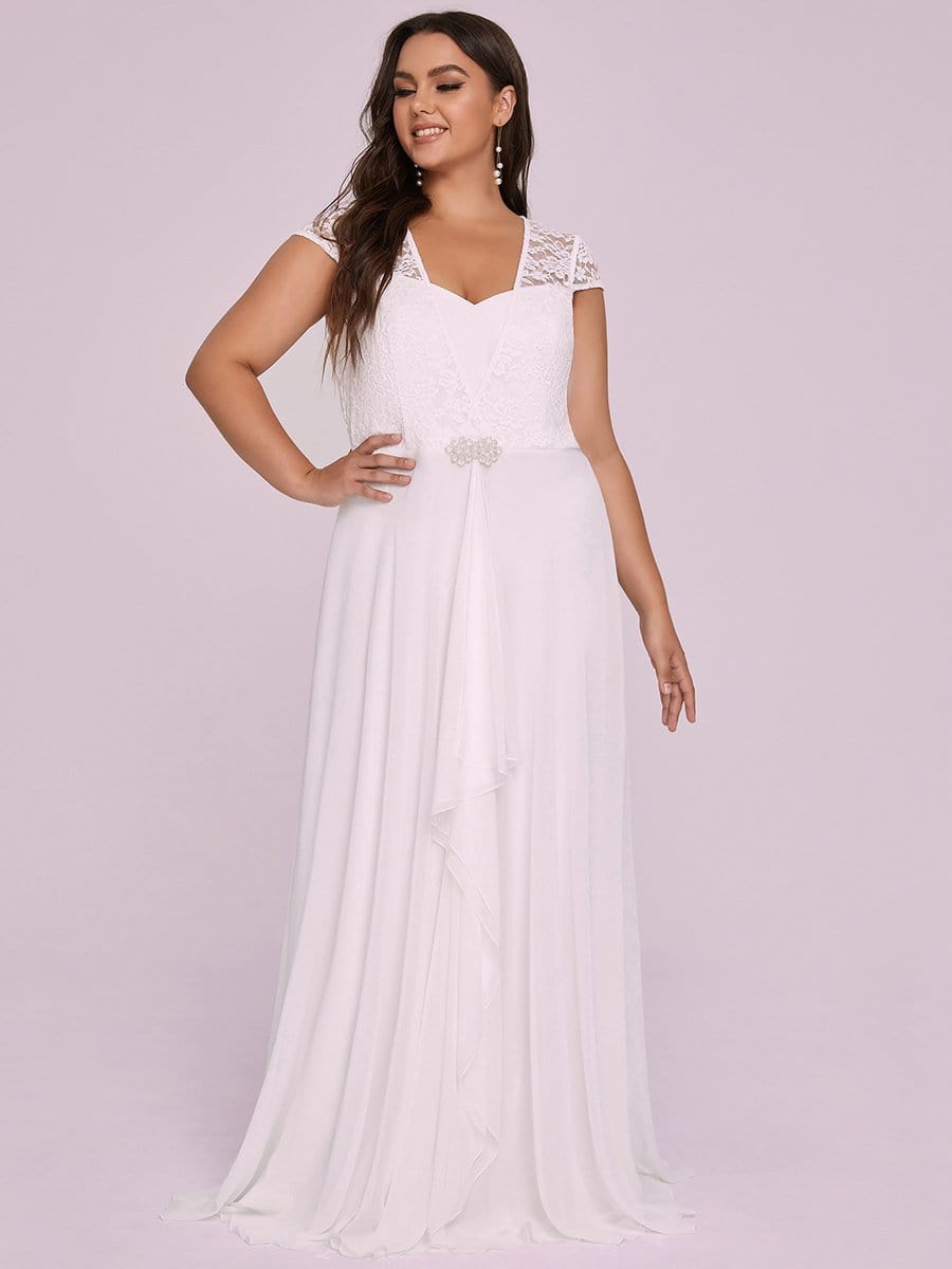 Color=Cream | Plus Size Women'S Sweetheart Cap Sleeve Floral Lace Wedding Guest Dress-Cream 6 Color=Cream | Plus Size Women'S Sweetheart Cap Sleeve Floral Lace Wedding Guest Dress-Cream 6