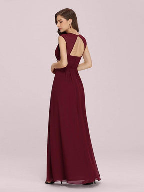 Color=Burgundy | Sleeveless Grecian Style Evening Dress-Burgundy 4