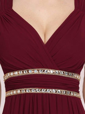 COLOR=Burgundy | Sleeveless Grecian Style Evening Dress-Burgundy 7