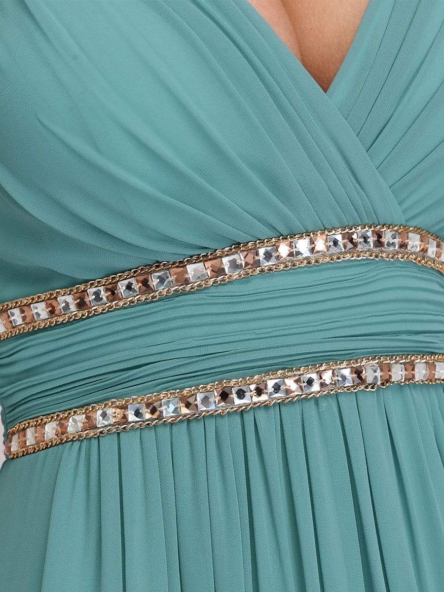 COLOR=Dusty Blue | Sleeveless Grecian Style Evening Dress-Dusty Blue 5 COLOR=Dusty Blue | Sleeveless Grecian Style Evening Dress-Dusty Blue 5