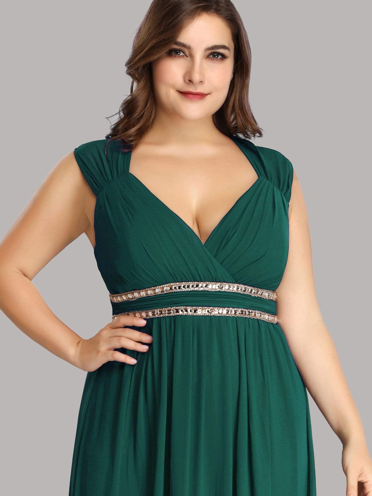 COLOR=Dark Green | Sleeveless Grecian Style Evening Dress-Dark Green 8 COLOR=Dark Green | Sleeveless Grecian Style Evening Dress-Dark Green 8
