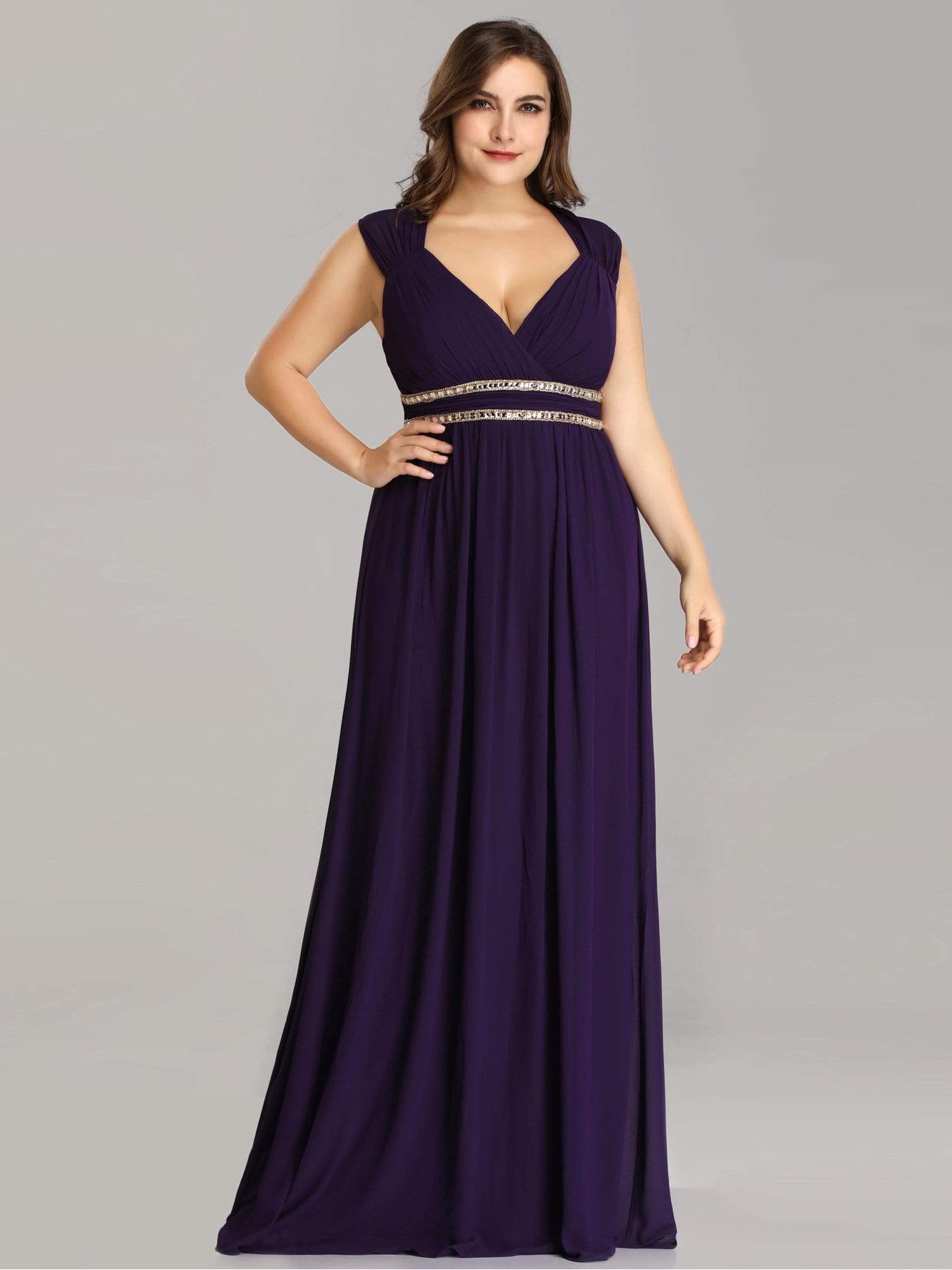 COLOR=Dark Purple | Sleeveless Grecian Style Evening Dress-Dark Purple 4 COLOR=Dark Purple | Sleeveless Grecian Style Evening Dress-Dark Purple 4