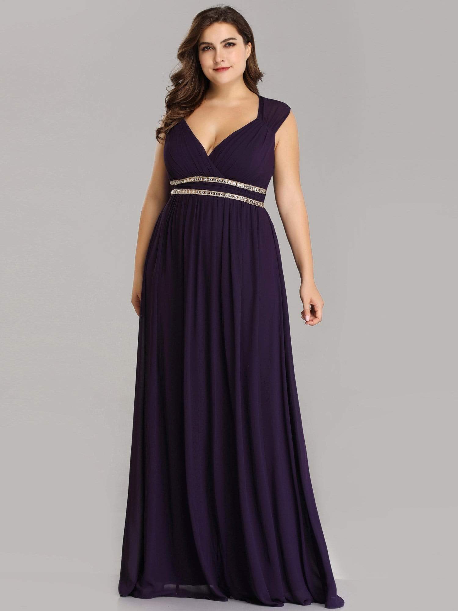 COLOR=Dark Purple | Sleeveless Grecian Style Evening Dress-Dark Purple 5 COLOR=Dark Purple | Sleeveless Grecian Style Evening Dress-Dark Purple 5
