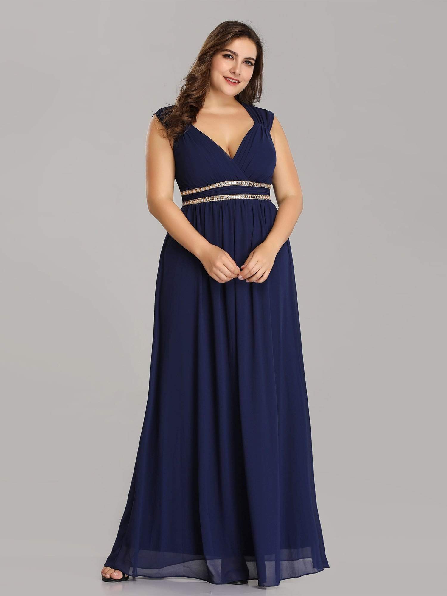 Color=Navy Blue | Sleeveless Grecian Style Evening Dress-Navy Blue 6 Color=Navy Blue | Sleeveless Grecian Style Evening Dress-Navy Blue 6