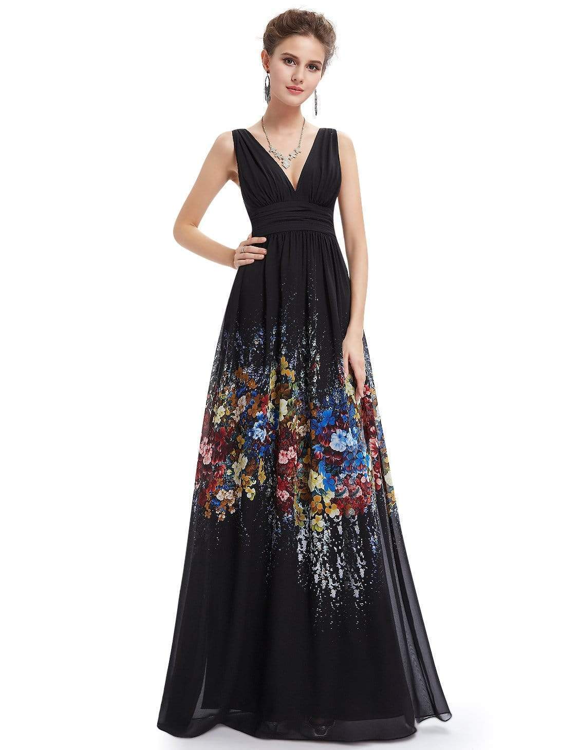 Color=Black | Sleeveless Long Floral Maxi Dress-Black 5 Color=Black | Sleeveless Long Floral Maxi Dress-Black 5