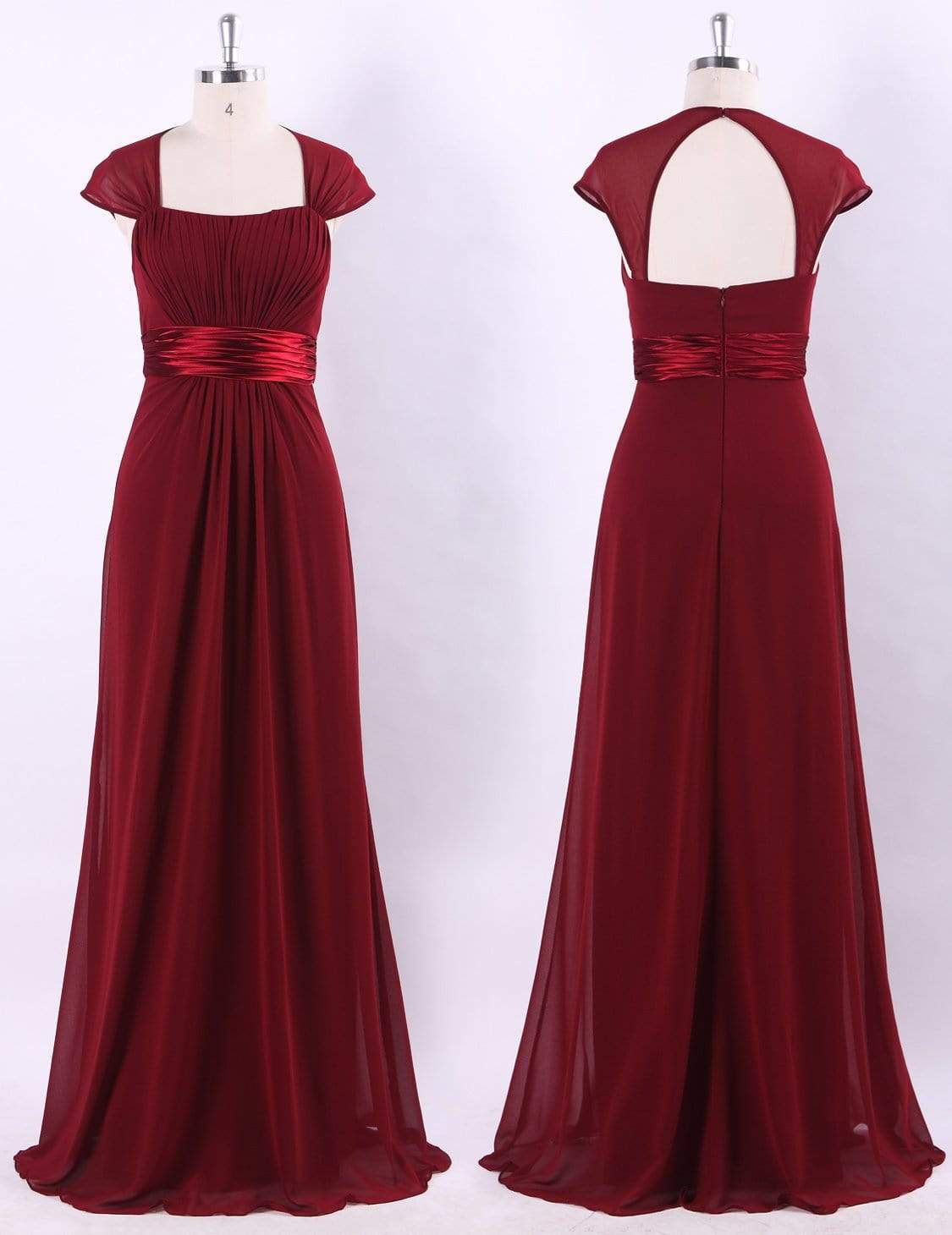 Color=Burgundy | Sleeveless Floor Length Evening Dress With Empire Waist-Burgundy 7 Color=Burgundy | Sleeveless Floor Length Evening Dress With Empire Waist-Burgundy 7