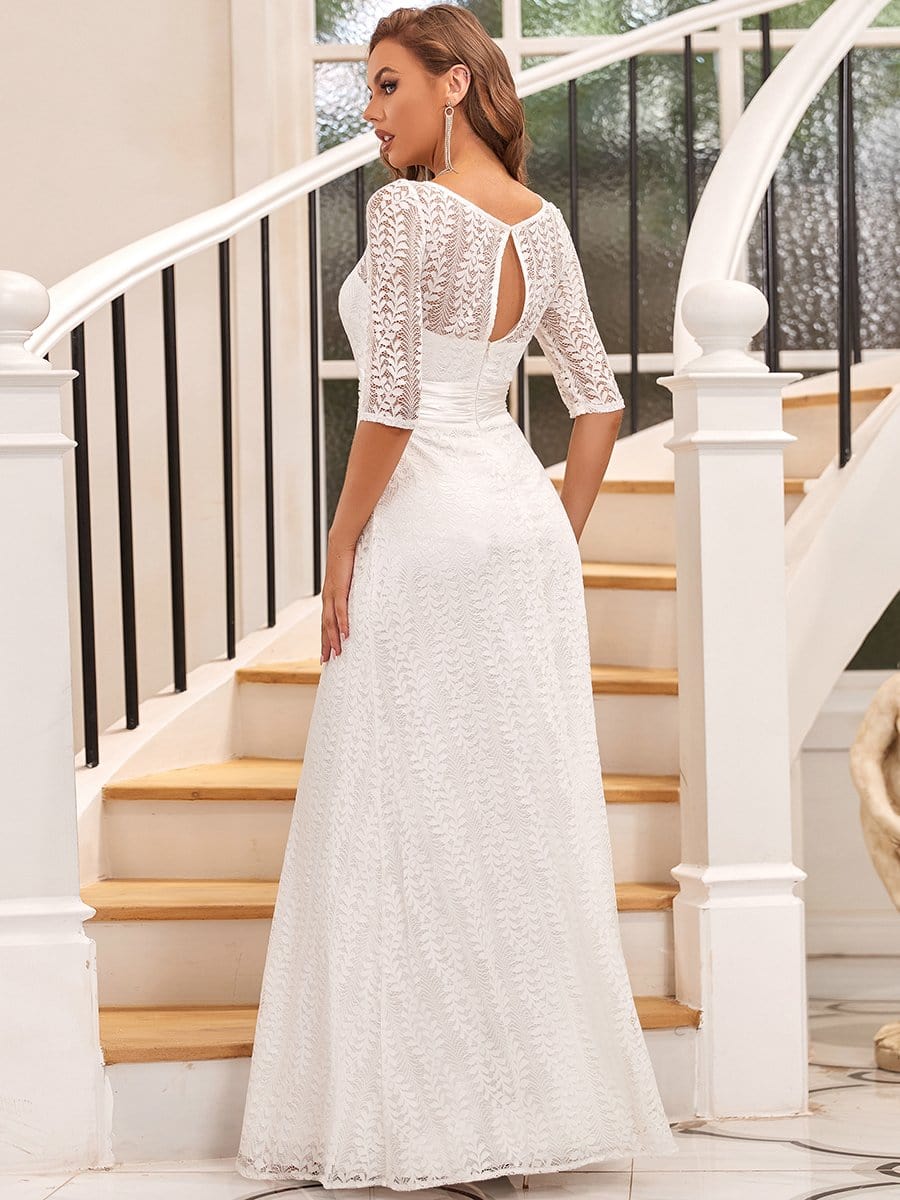 Color=Cream | Long Sleeve Lace Formal Mother Of The Bride Dress-Cream 2 Color=Cream | Long Sleeve Lace Formal Mother Of The Bride Dress-Cream 2