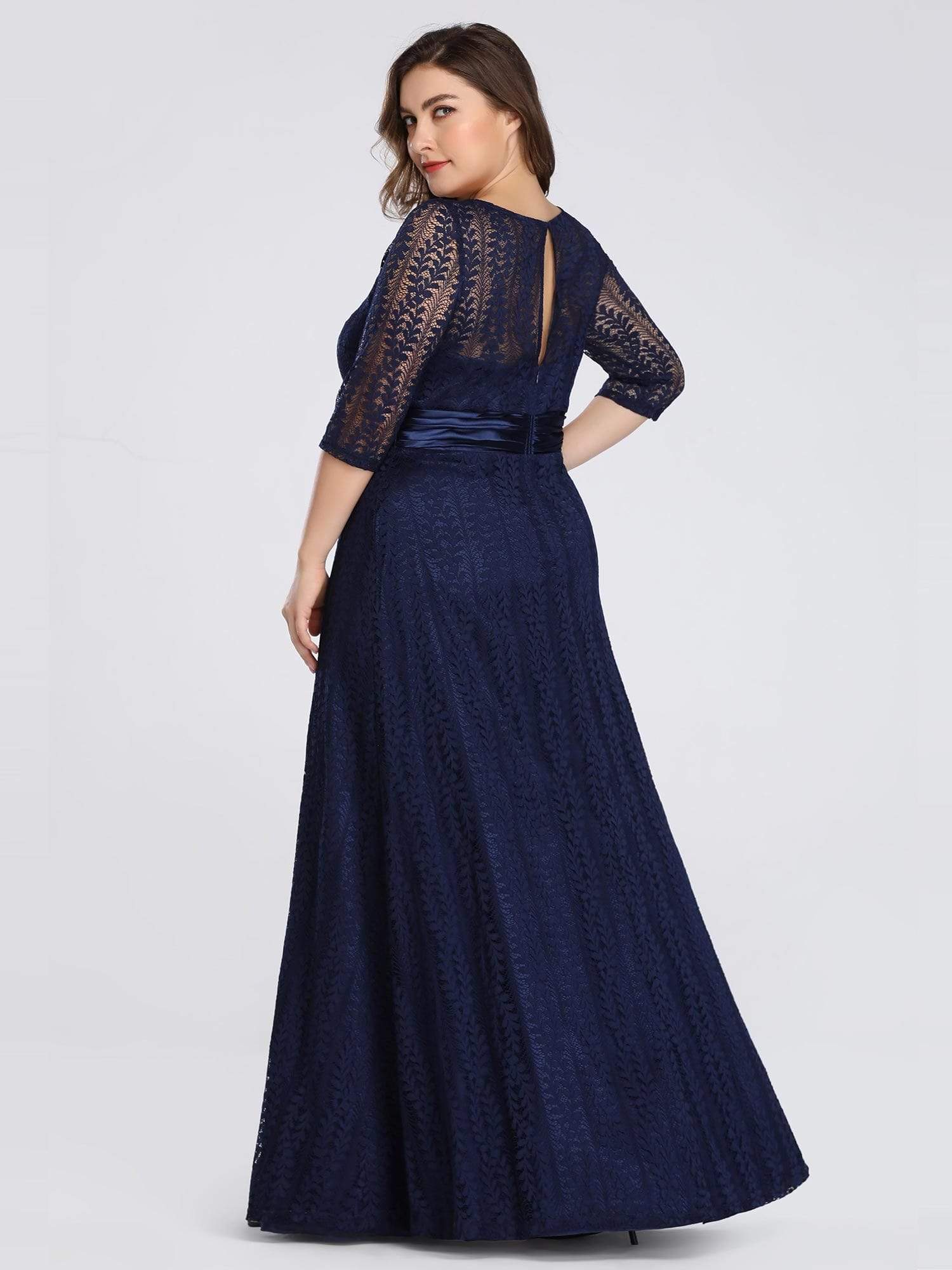 Color=Navy Blue | Long Sleeve Lace Formal Mother Of The Bride Dress-Navy Blue 2 Color=Navy Blue | Long Sleeve Lace Formal Mother Of The Bride Dress-Navy Blue 2