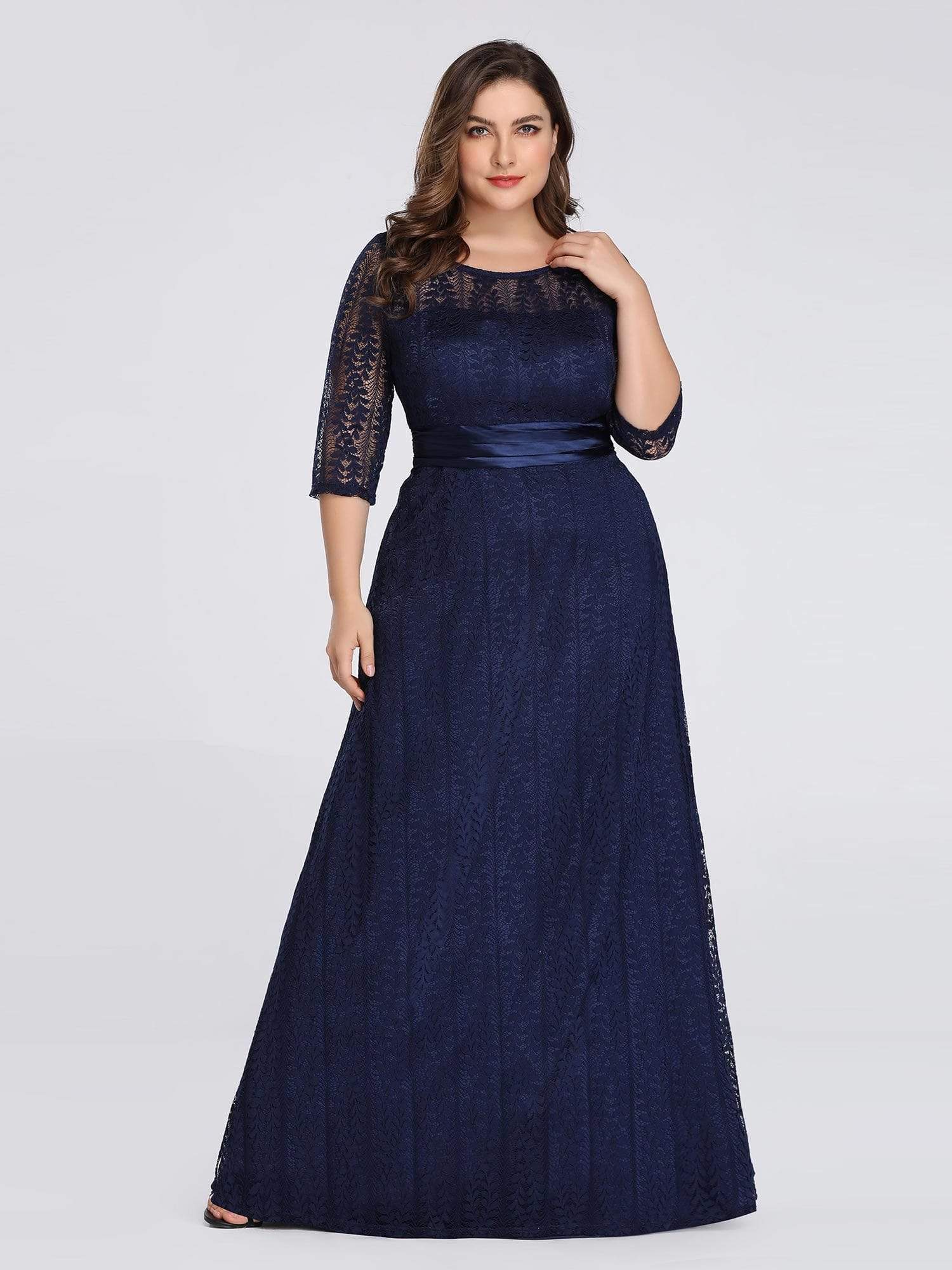 Color=Navy Blue | Long Sleeve Lace Formal Mother Of The Bride Dress-Navy Blue 1 Color=Navy Blue | Long Sleeve Lace Formal Mother Of The Bride Dress-Navy Blue 1